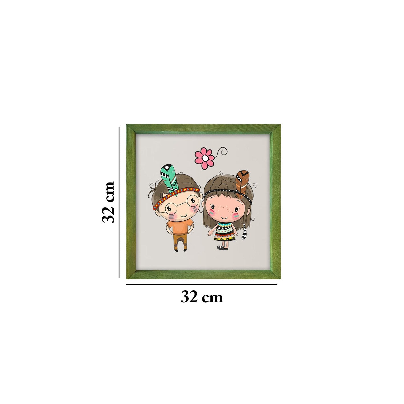 Quadro Decorativo Multicolor com Moldura de Madeira 32x32cm - Impressão Digital UV em Vidro 3mm