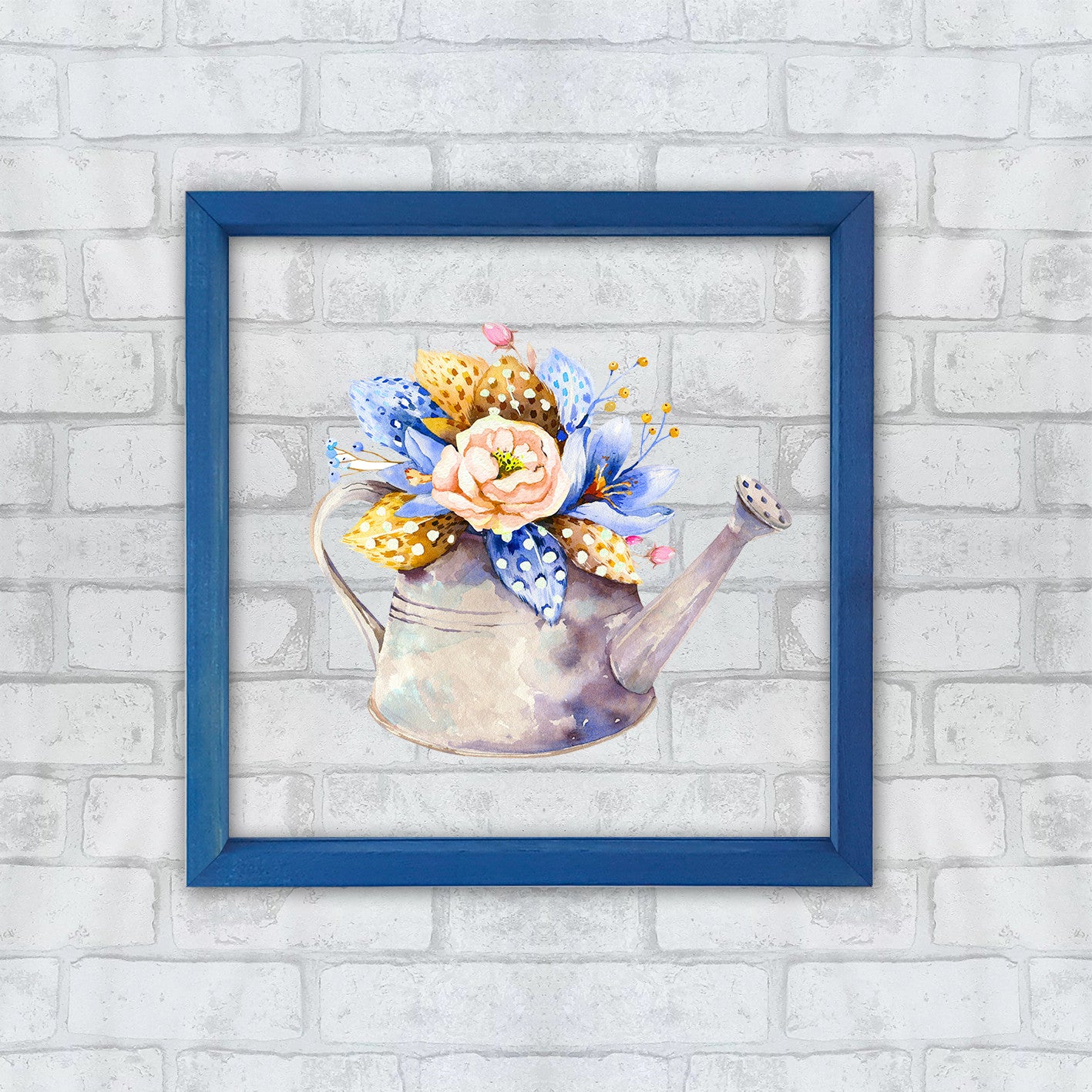 Quadro Decorativo Multicolor com Moldura de Madeira - Impressão Digital UV em Vidro 32x32cm