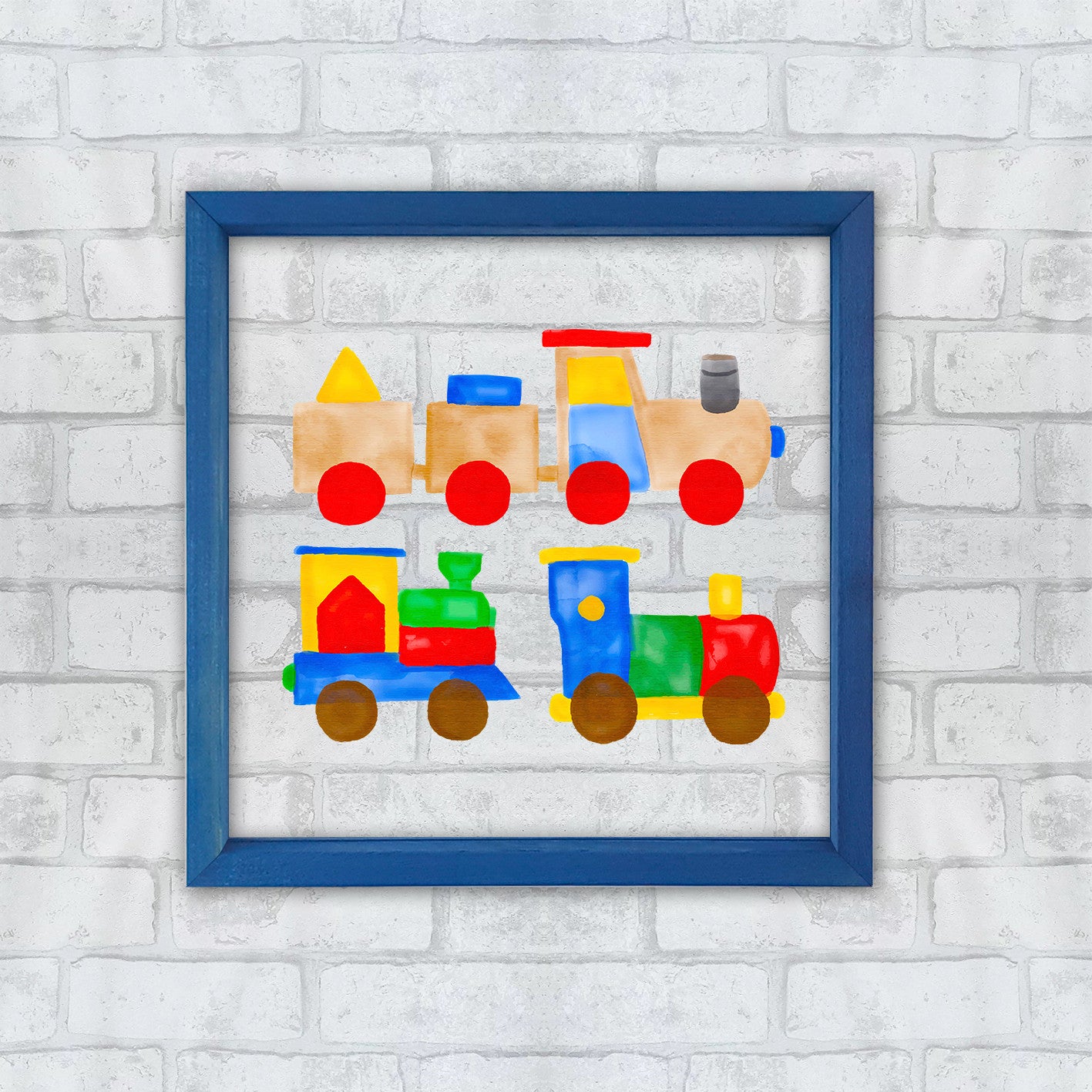 Quadro Decorativo Multicolor com Moldura de Madeira 32x32cm - Impressão Digital UV em Vidro 3mm