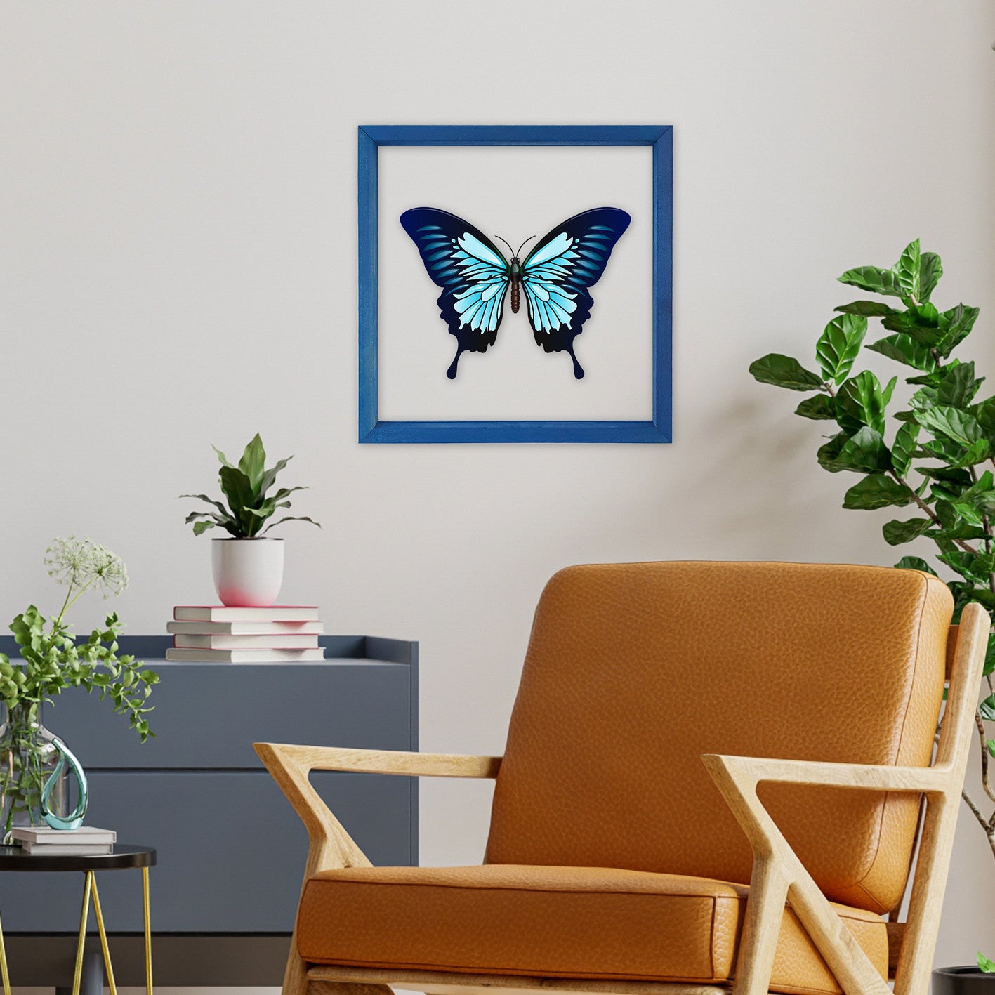 Quadro Decorativo Multicolor com Moldura de Madeira - Impressão Digital UV em Vidro 32x32cm