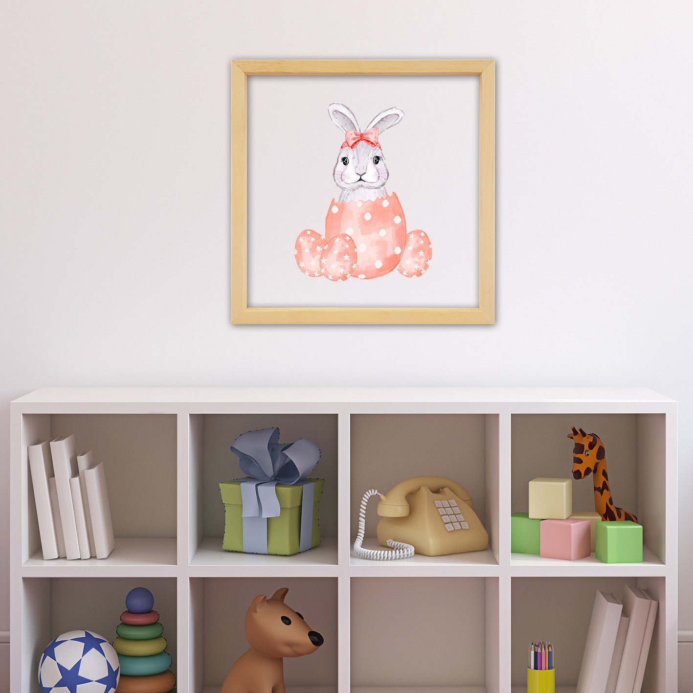 Arte Decorativa Emoldurada Multicolor 32x32cm - Impressão Digital UV em Vidro com Moldura de Madeira