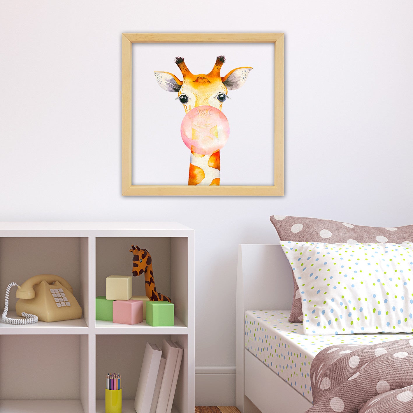 Pintura Decorativa Elegante em Moldura, 32 x 32 cm, 100% Vidro (3 mm), Moldura de Madeira, Impressão Digital UV | Perfeito para Amantes de Decoração e Arte