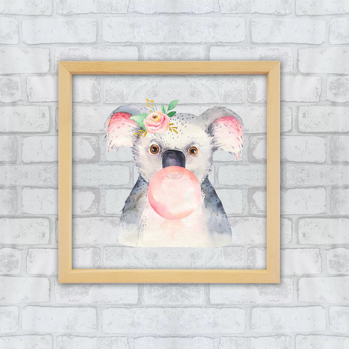 Quadro Decorativo Multicolor com Moldura de Madeira - Impressão Digital UV em Vidro 32x32cm