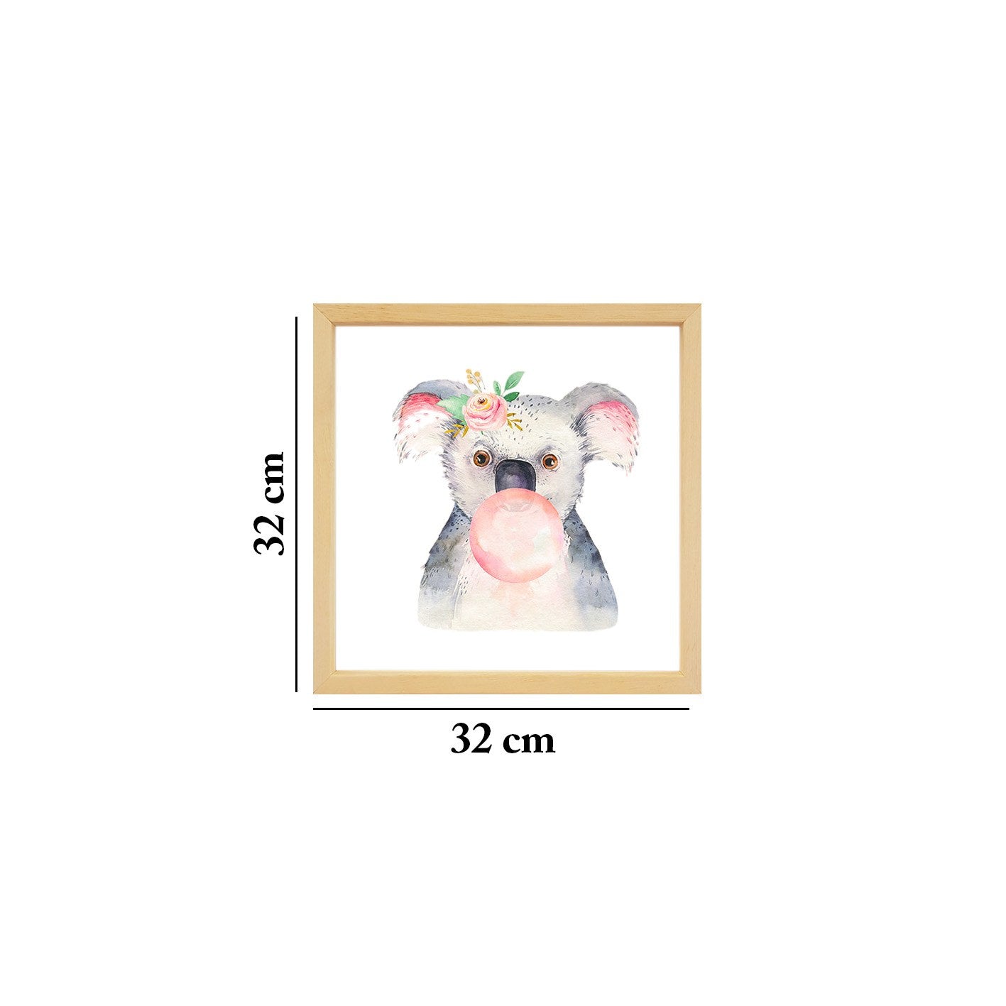 Quadro Decorativo Multicolor com Moldura de Madeira - Impressão Digital UV em Vidro 32x32cm