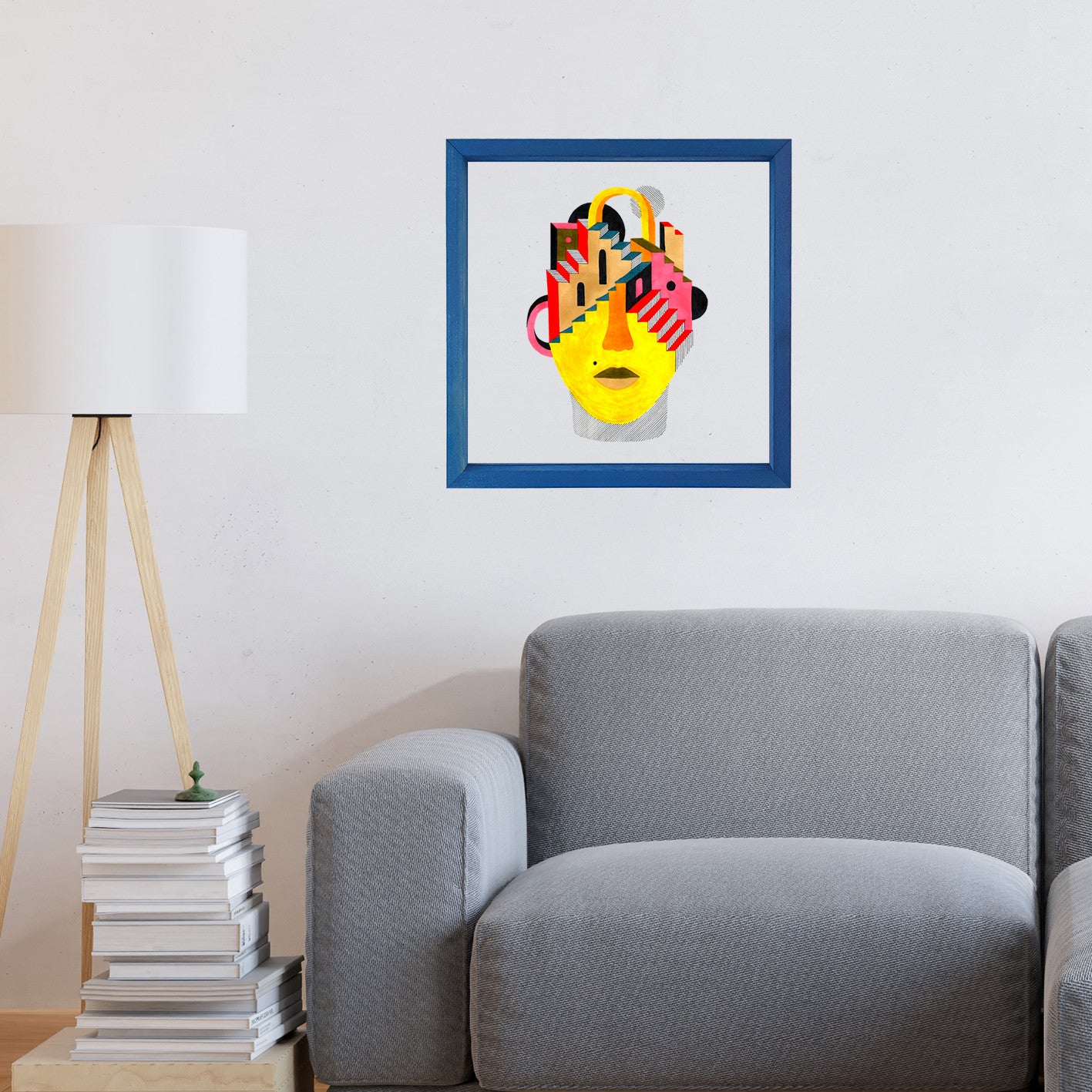 Quadro Decorativo Multicolor com Moldura de Madeira - Impressão Digital UV em Vidro 32x32cm