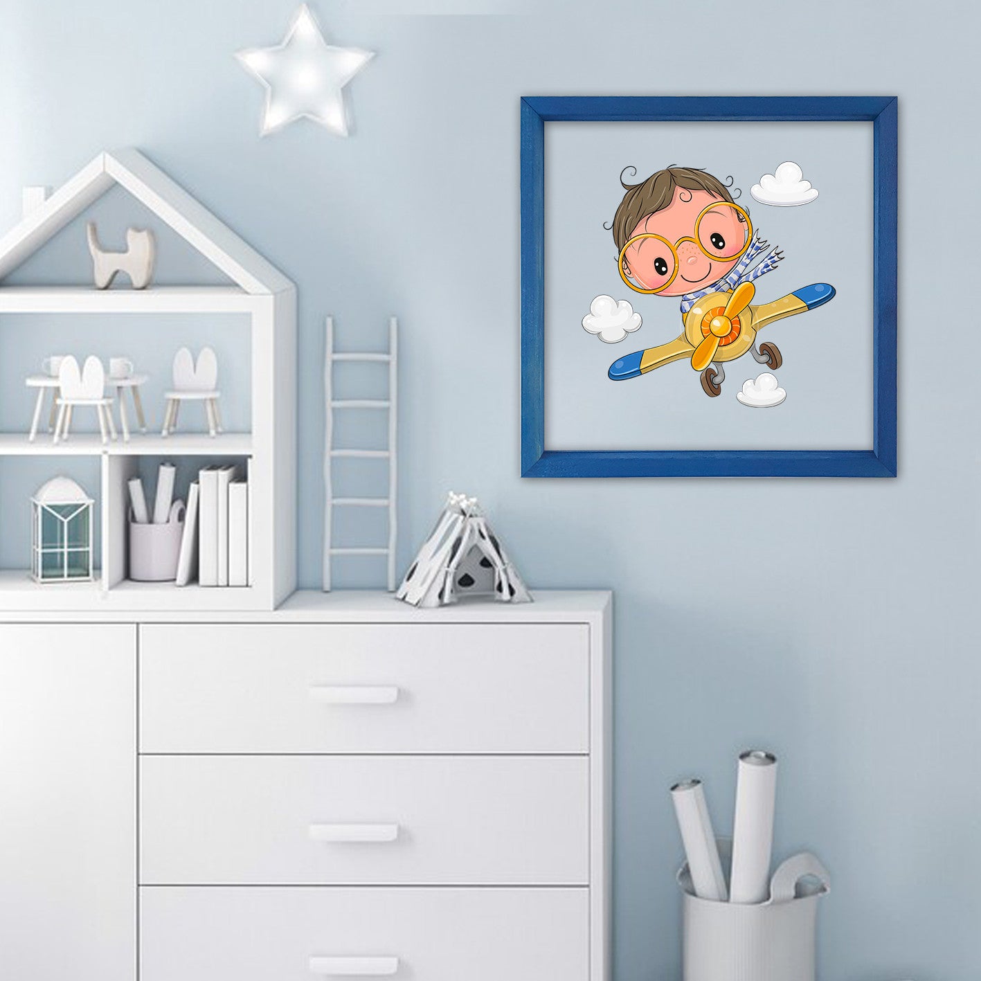 Quadro Decorativo Multicolor com Moldura de Madeira - Impressão Digital UV em Vidro 32x32cm