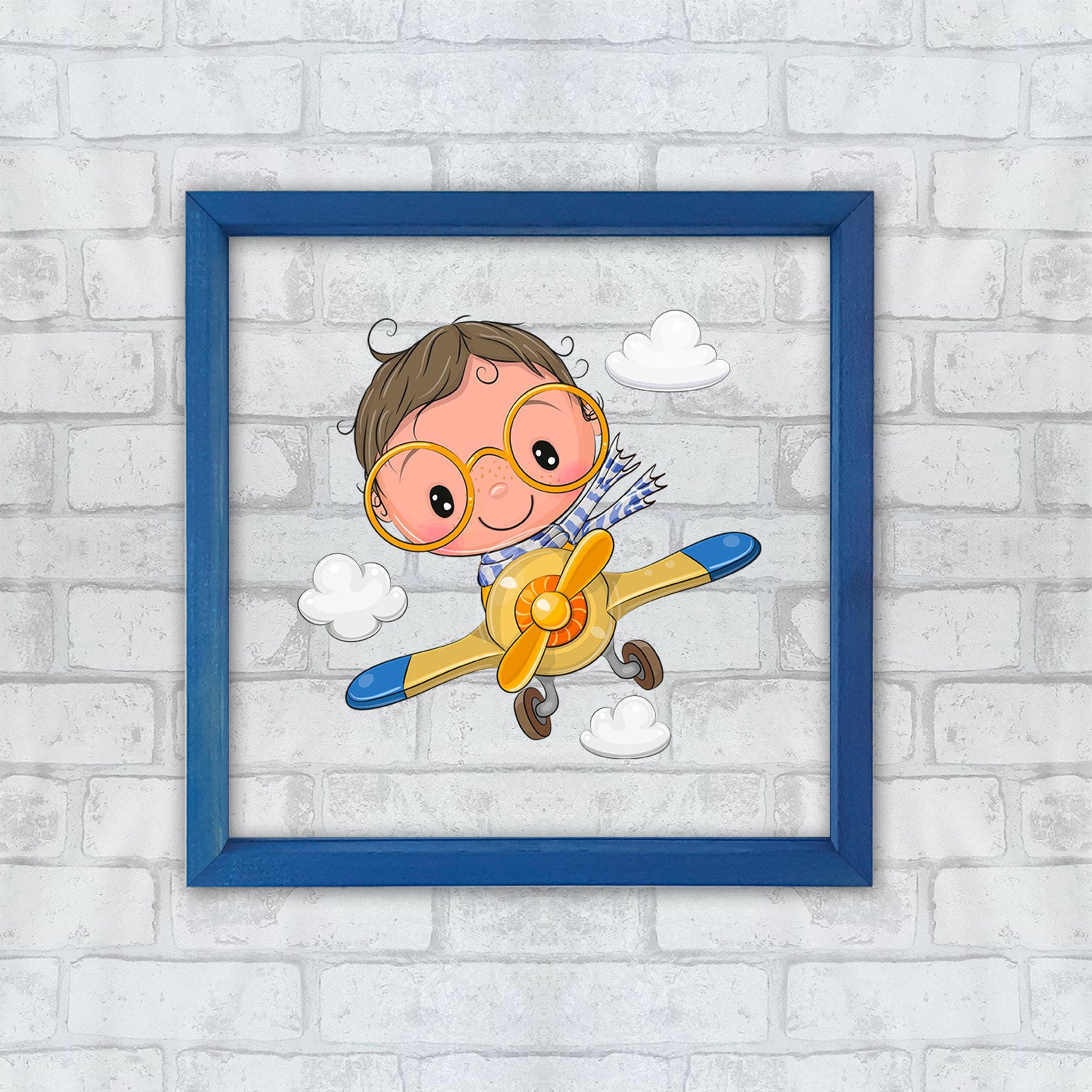 Quadro Decorativo Multicolor com Moldura de Madeira - Impressão Digital UV em Vidro 32x32cm