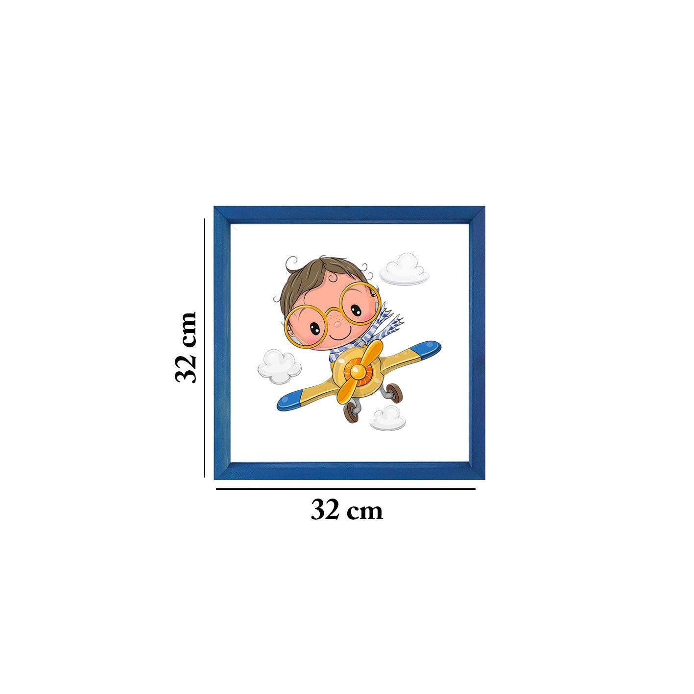 Quadro Decorativo Multicolor com Moldura de Madeira - Impressão Digital UV em Vidro 32x32cm