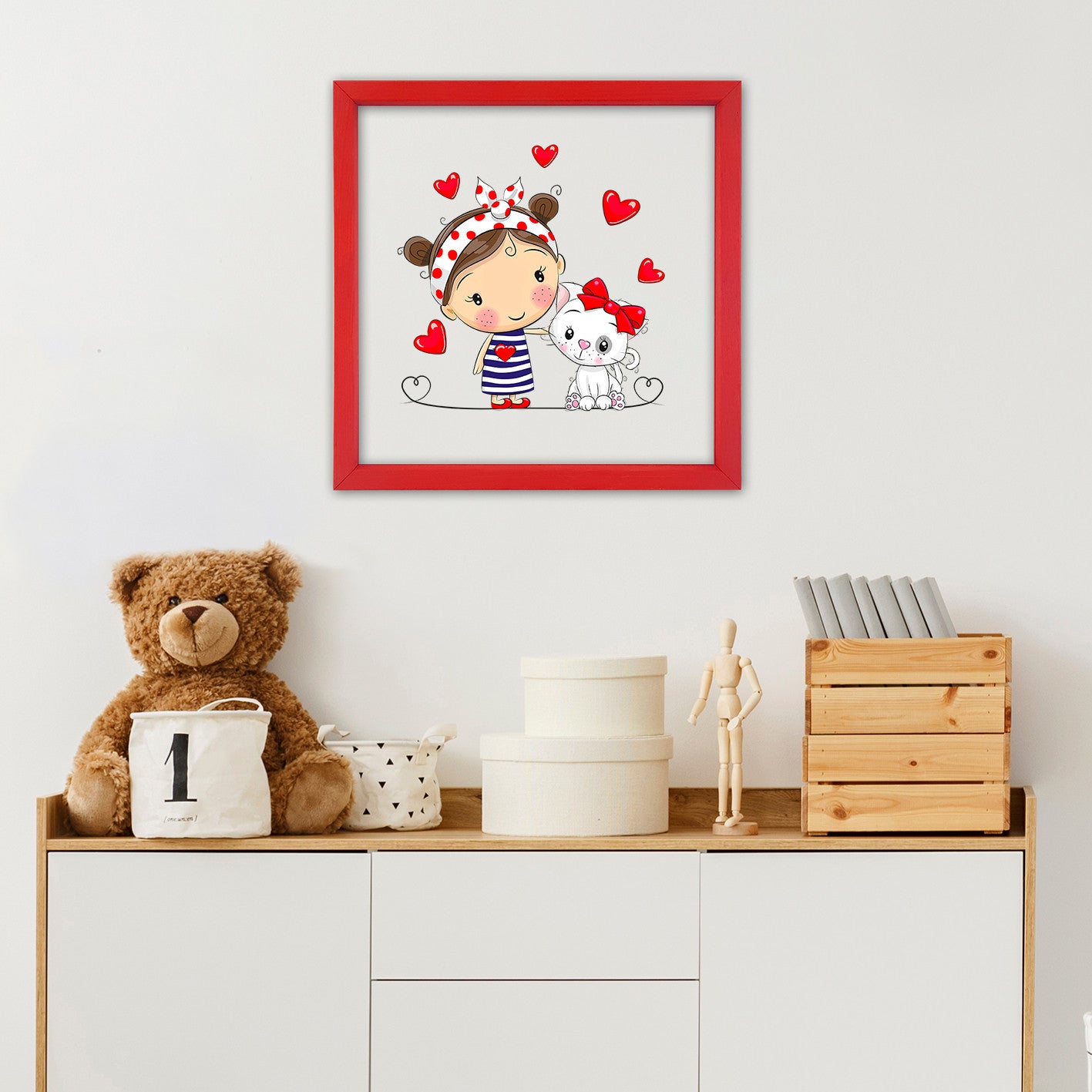 Quadro Decorativo Multicolor com Moldura de Madeira - Impressão Digital UV em Vidro 32x32cm