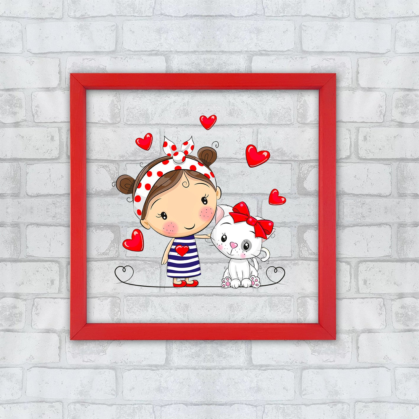 Quadro Decorativo Multicolor com Moldura de Madeira - Impressão Digital UV em Vidro 32x32cm