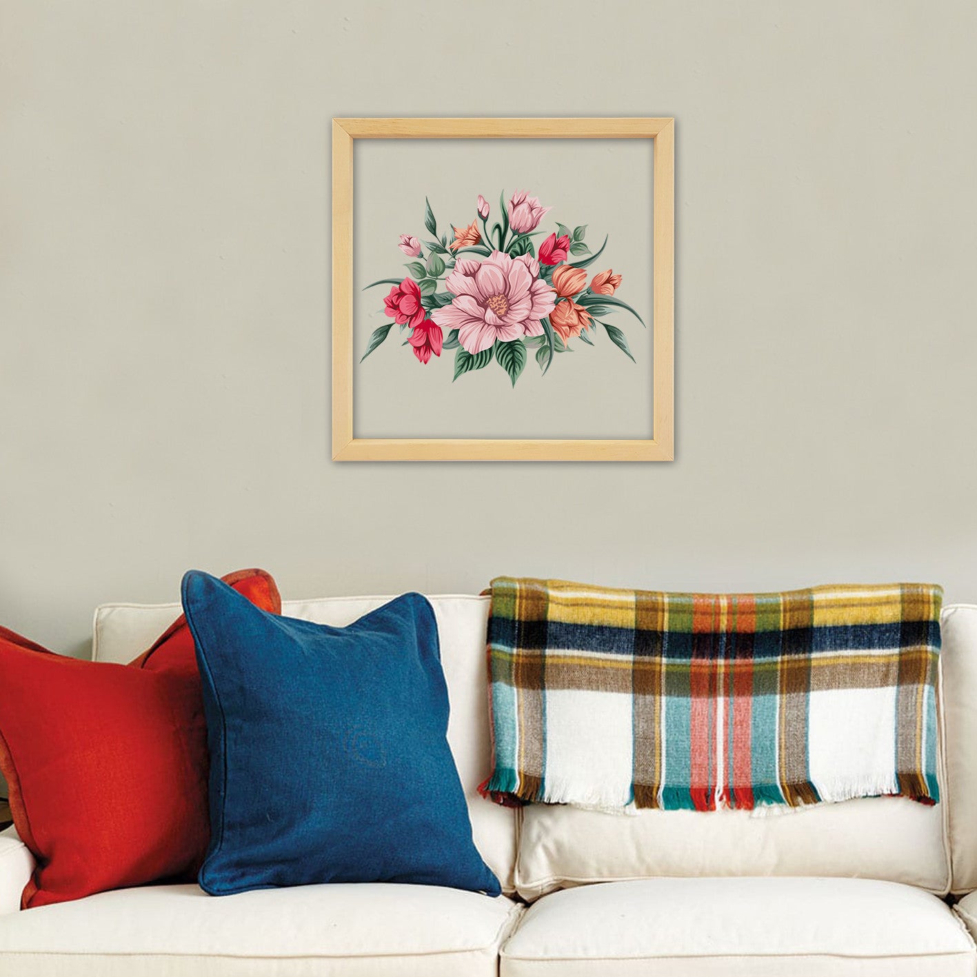 Quadro Decorativo Multicolor CAM171 - Impressão Digital UV em Vidro 3mm com Moldura de Madeira 32x32cm