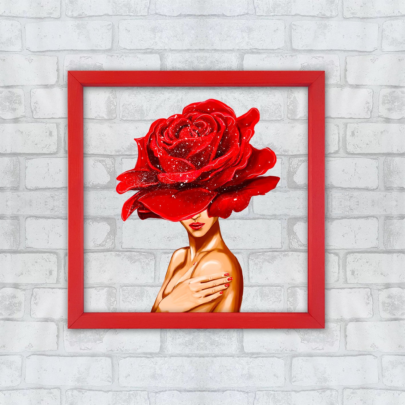 Quadro Decorativo Multicolor com Moldura de Madeira - Impressão Digital UV em Vidro 32x32cm