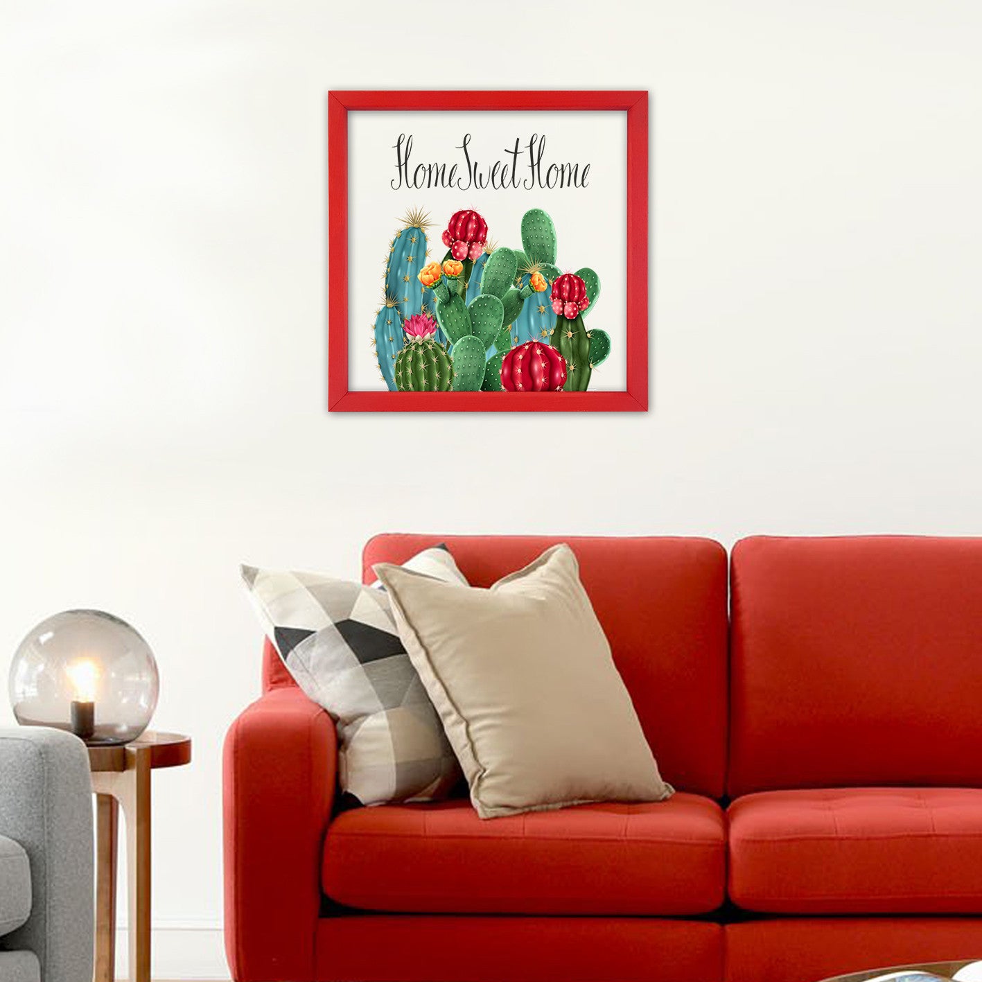 Quadro Decorativo Emoldurado CAM1911 Multicolor 32x32cm - Impressão Digital UV em Vidro 3mm com Moldura de Madeira