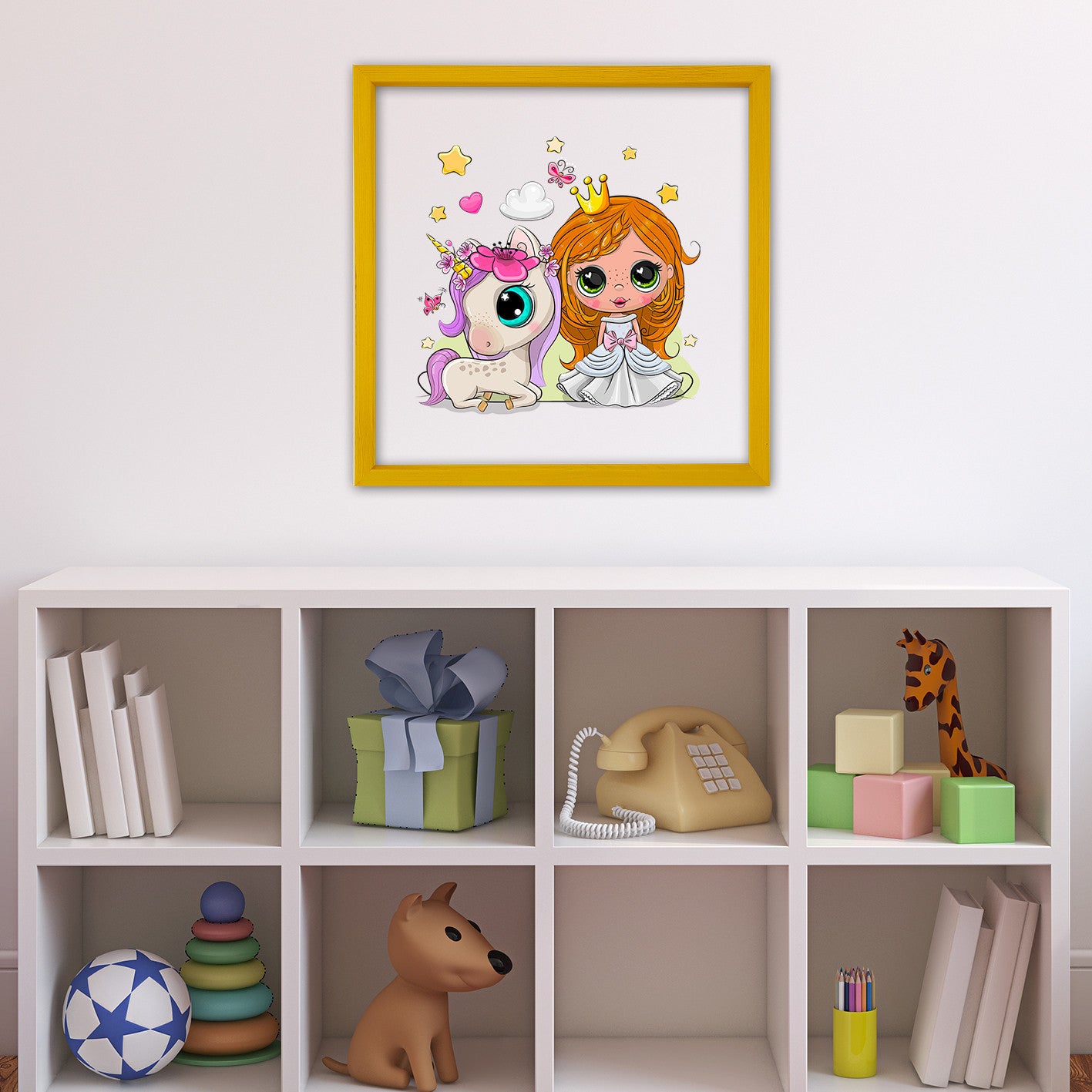 Quadro Decorativo Multicolor com Moldura de Madeira - Impressão Digital UV em Vidro 32x32cm