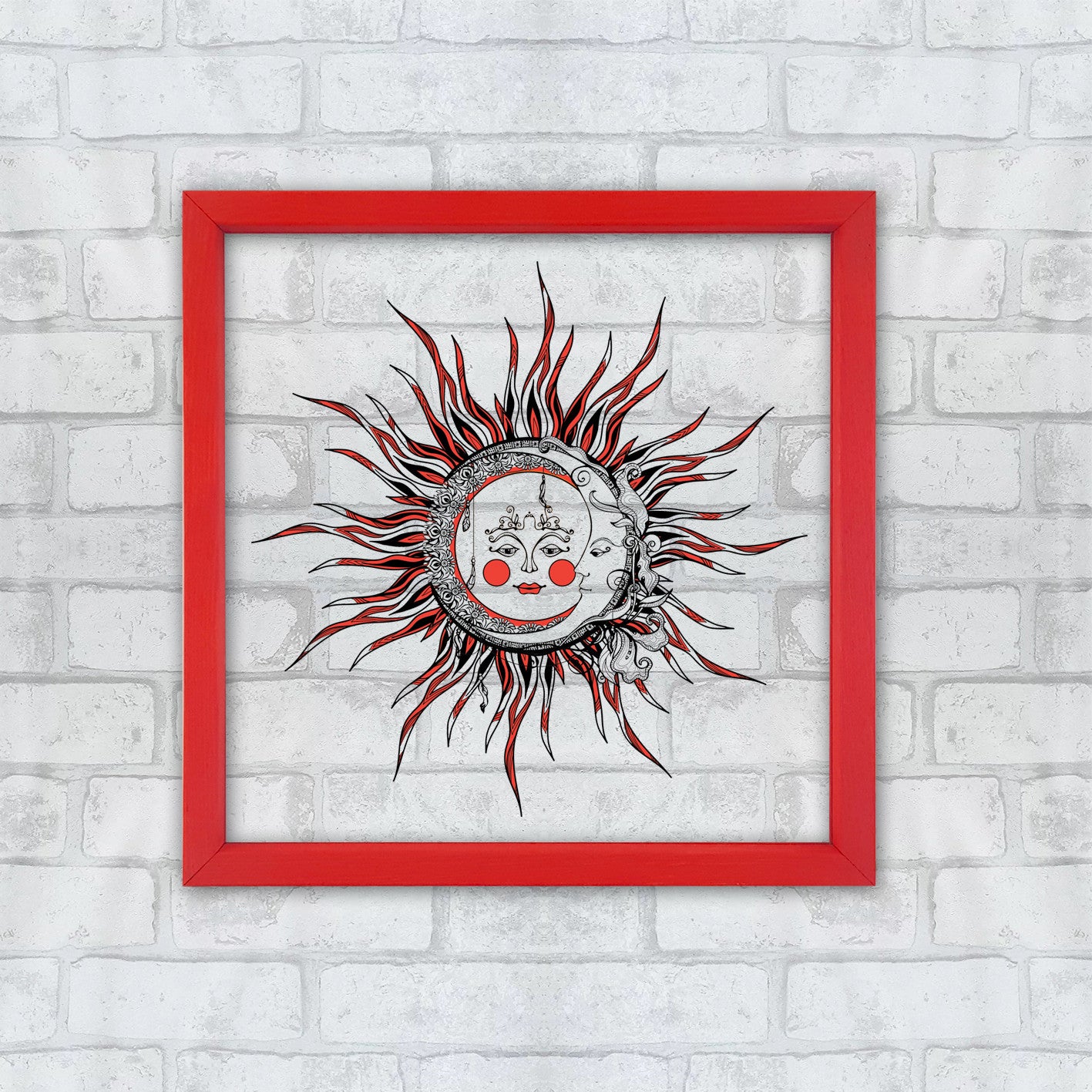 Quadro Decorativo Emoldurado Multicolor CAM1952 - Impressão Digital UV em Vidro 32x32cm com Moldura de Madeira