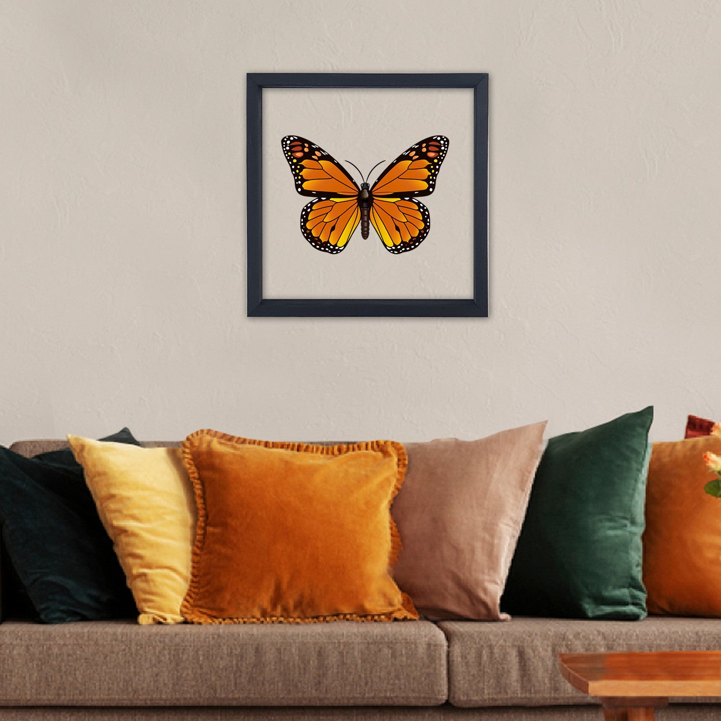 Quadro Decorativo Multicolor com Moldura de Madeira - Impressão Digital UV em Vidro 32x32cm