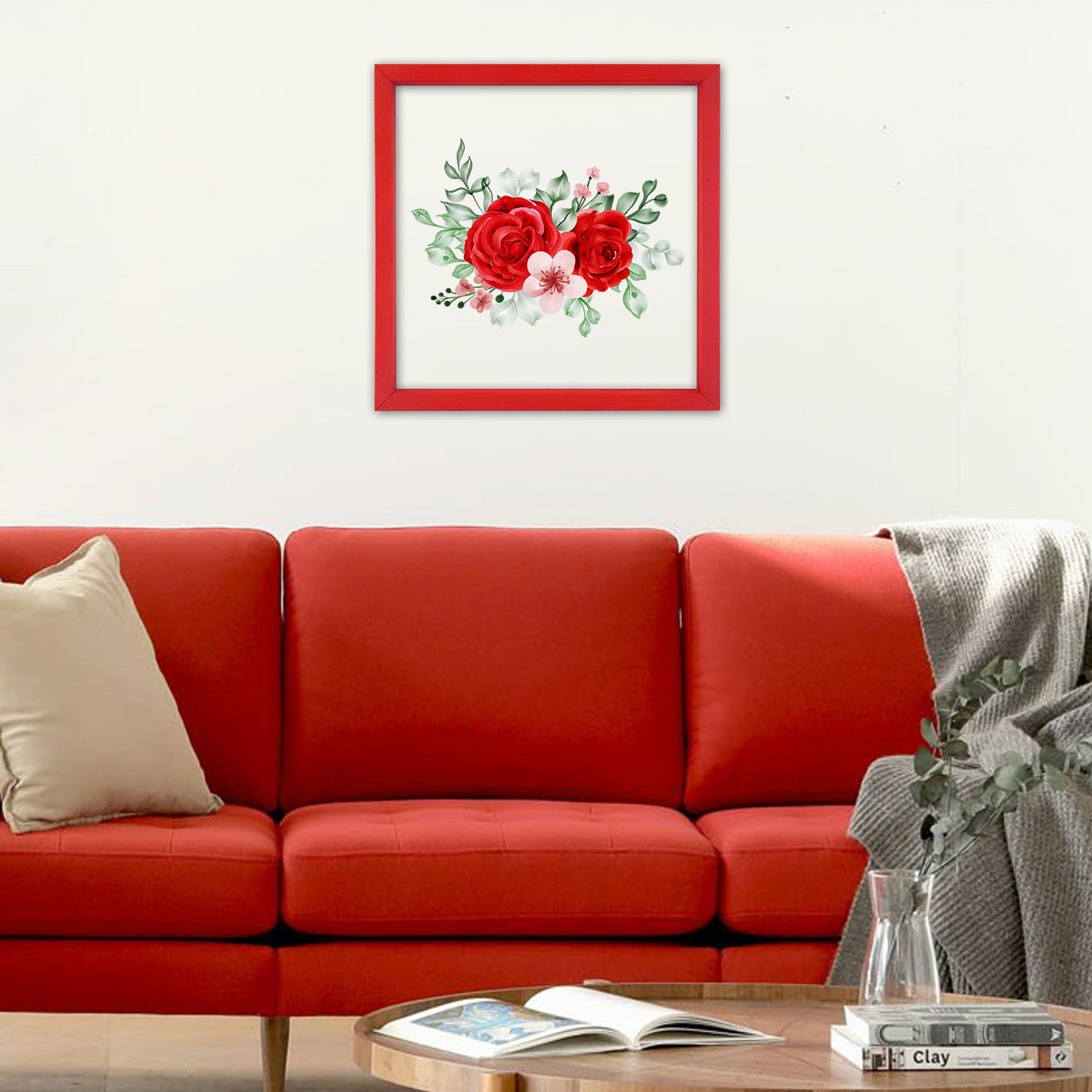 Quadro Decorativo Multicolor 32x32cm com Moldura de Madeira e Vidro Temperado - Impressão Digital UV de Alta Qualidade