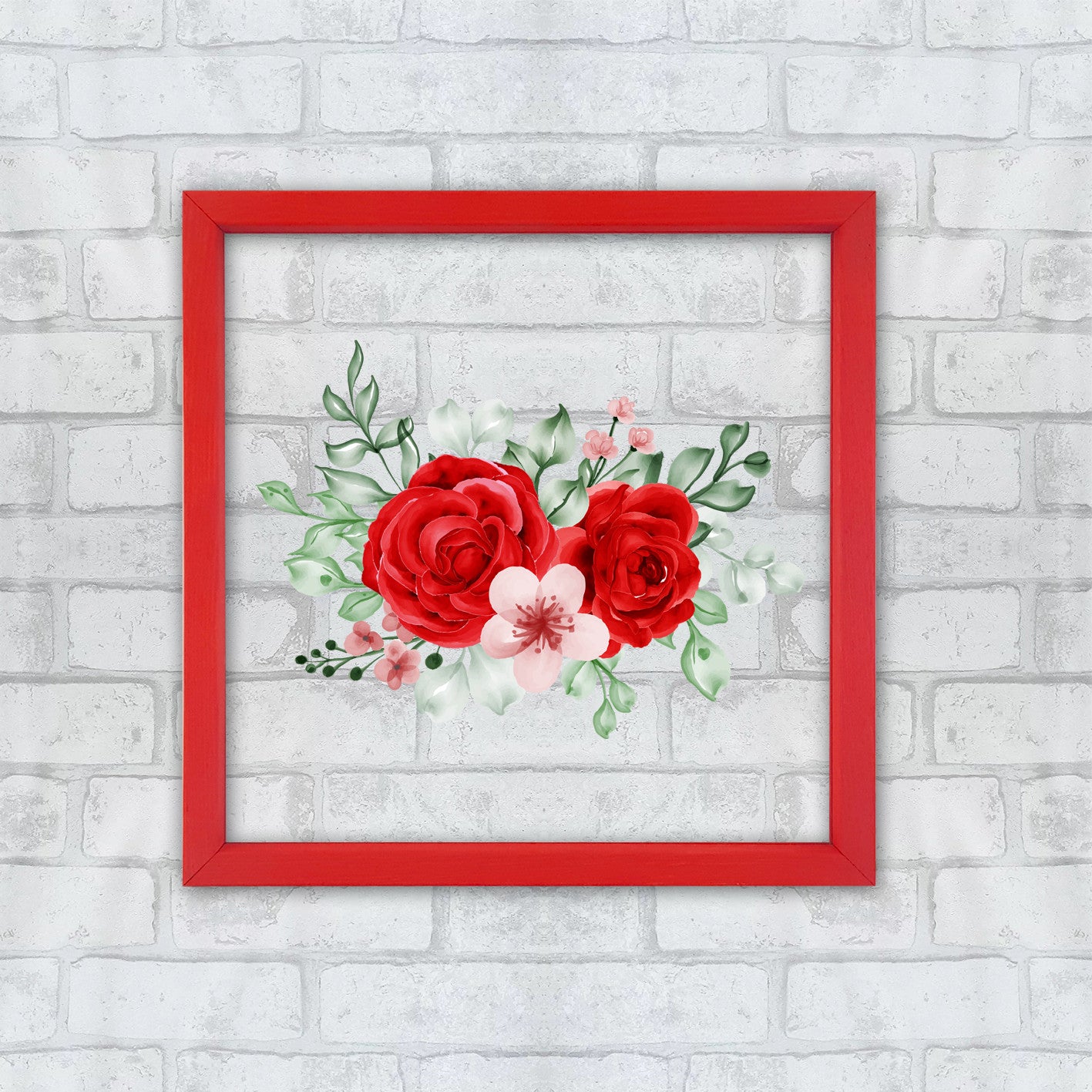 Quadro Decorativo Multicolor 32x32cm com Moldura de Madeira e Vidro Temperado - Impressão Digital UV de Alta Qualidade