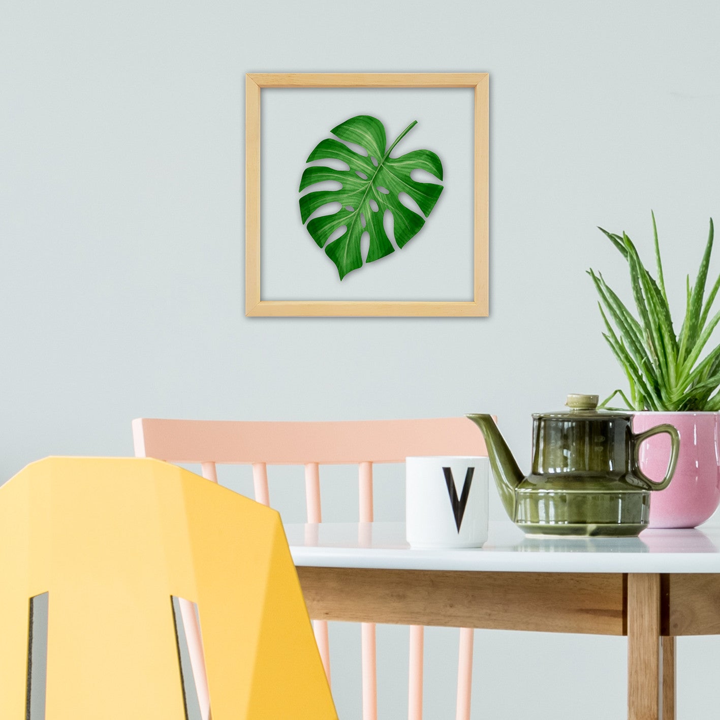 Quadro Decorativo Multicolor com Moldura de Madeira - Impressão Digital UV em Vidro 32x32cm