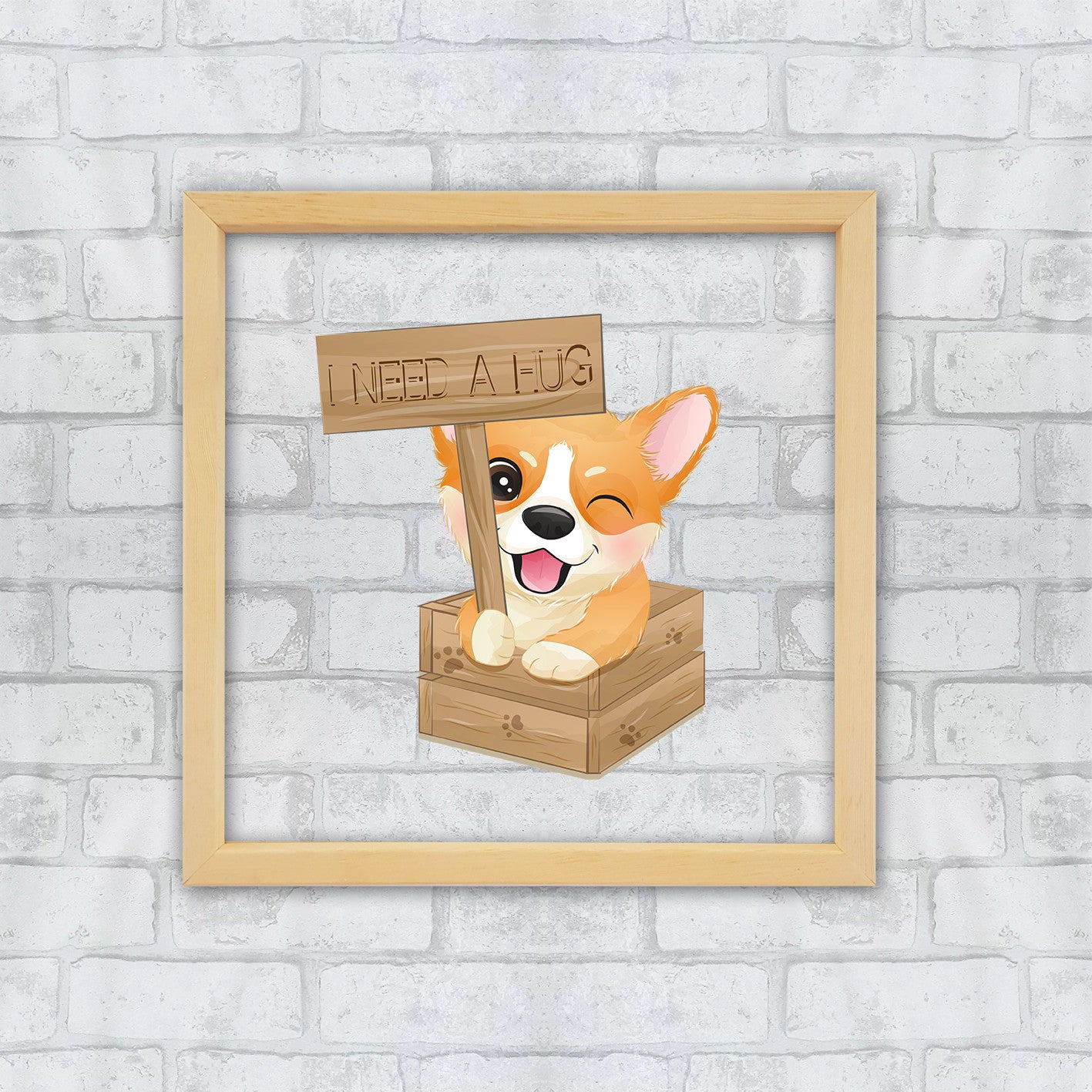 Quadro Decorativo Multicolor 32x32cm com Moldura de Madeira e Vidro 3mm - Impressão Digital UV