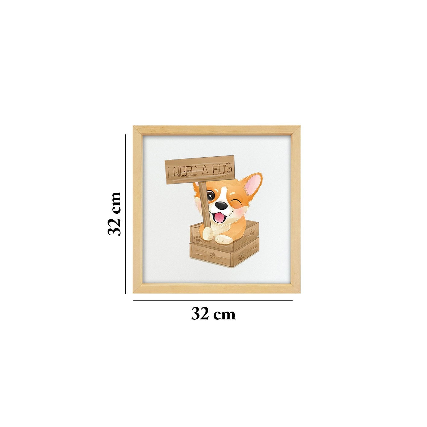 Quadro Decorativo Multicolor 32x32cm com Moldura de Madeira e Vidro 3mm - Impressão Digital UV