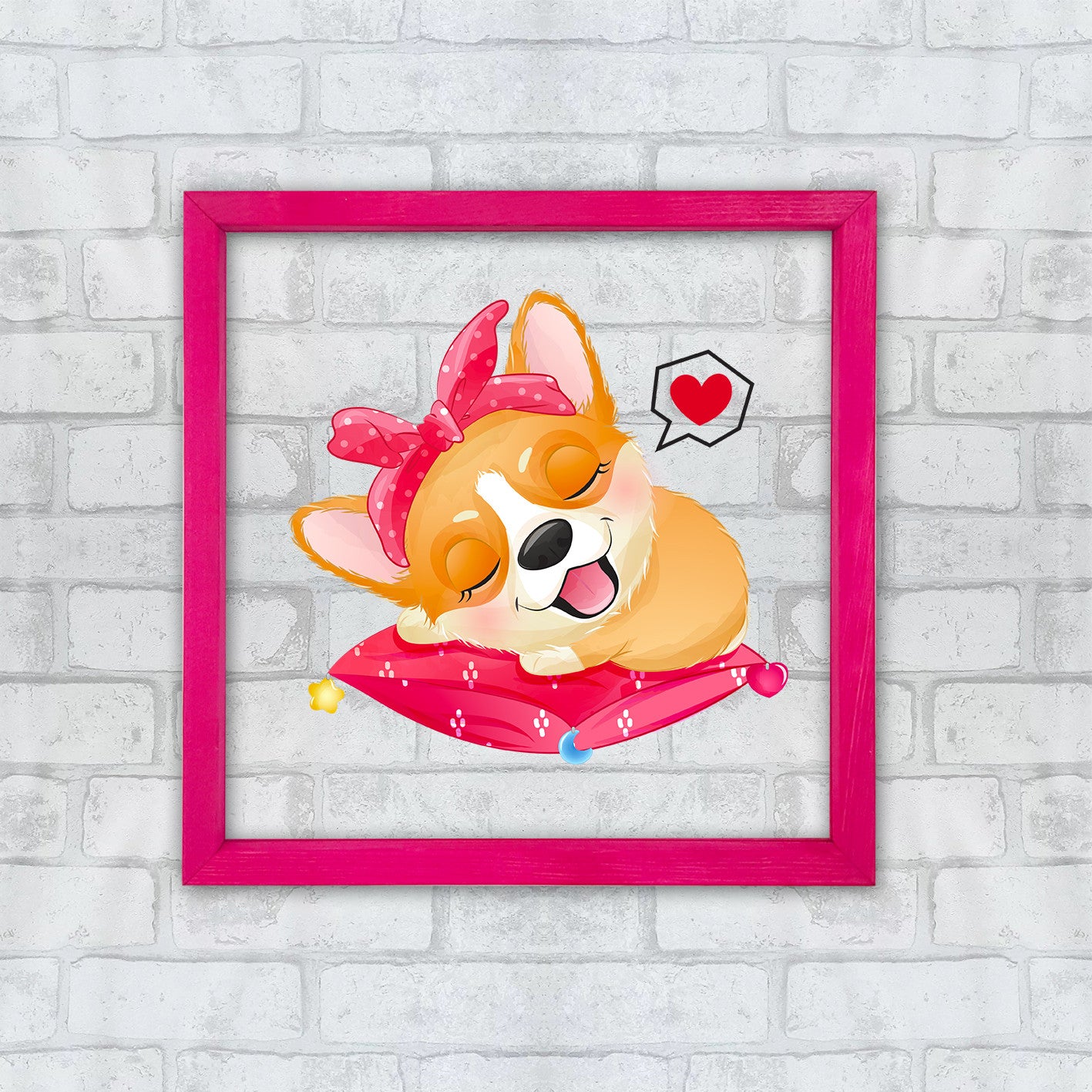 Quadro Decorativo Multicolor com Moldura de Madeira - Impressão Digital UV em Vidro 32x32cm