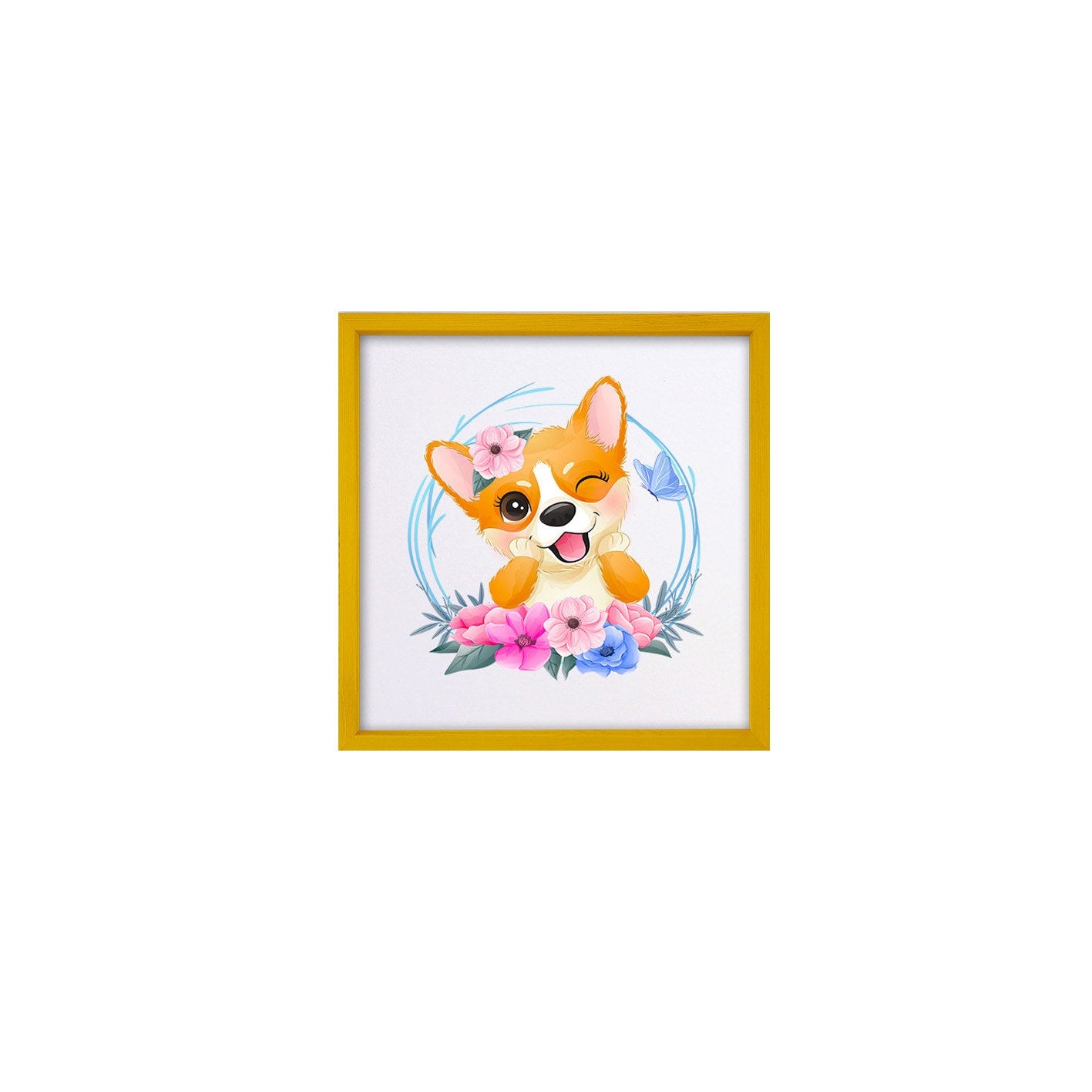 Quadro Decorativo Multicolor com Moldura de Madeira - Impressão Digital UV em Vidro 32x32cm