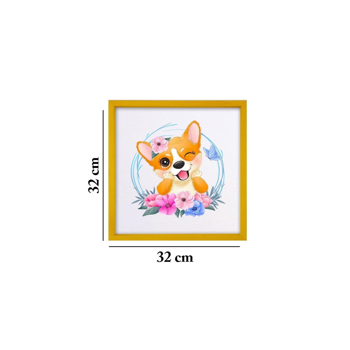 Quadro Decorativo Multicolor com Moldura de Madeira - Impressão Digital UV em Vidro 32x32cm