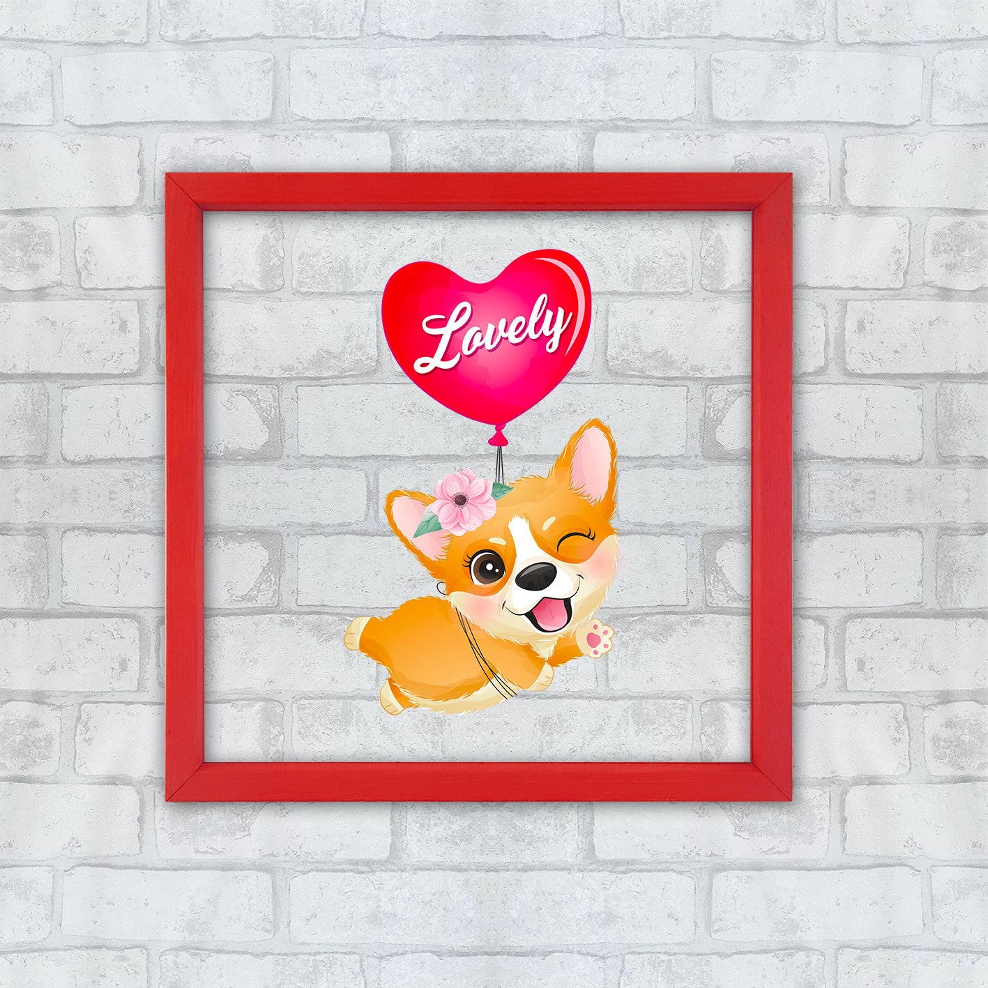 Quadro Decorativo Multicolor com Moldura de Madeira - Impressão Digital UV em Vidro 32x32cm