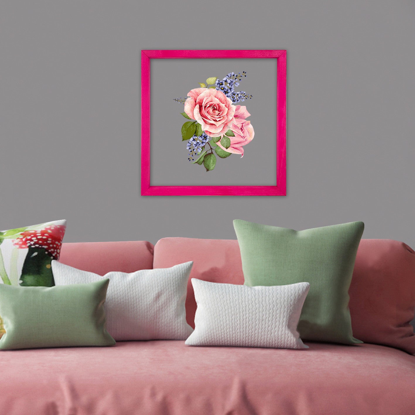 Quadro Decorativo Multicolor com Moldura de Madeira 32x32cm - Impressão Digital UV em Vidro 3mm