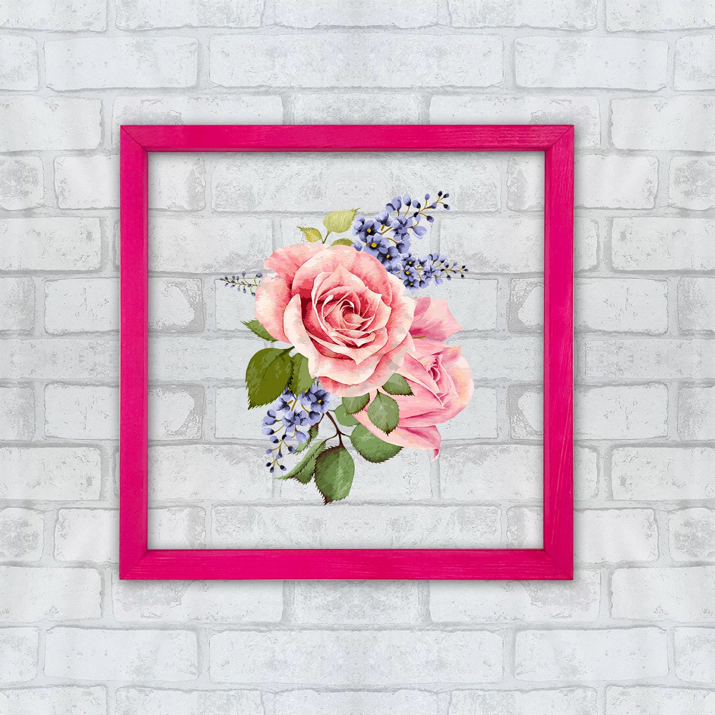 Quadro Decorativo Multicolor com Moldura de Madeira 32x32cm - Impressão Digital UV em Vidro 3mm