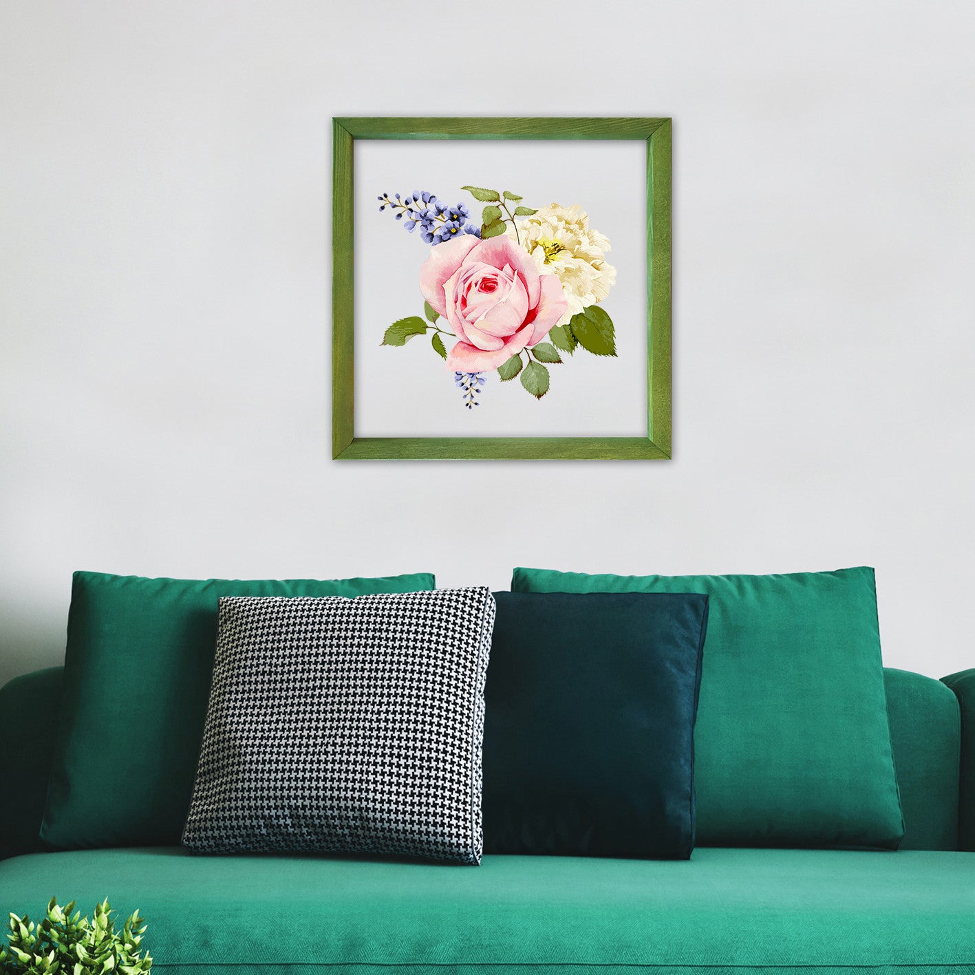 Quadro Decorativo Multicolor com Moldura de Madeira 32x32cm - Impressão Digital UV em Vidro 3mm