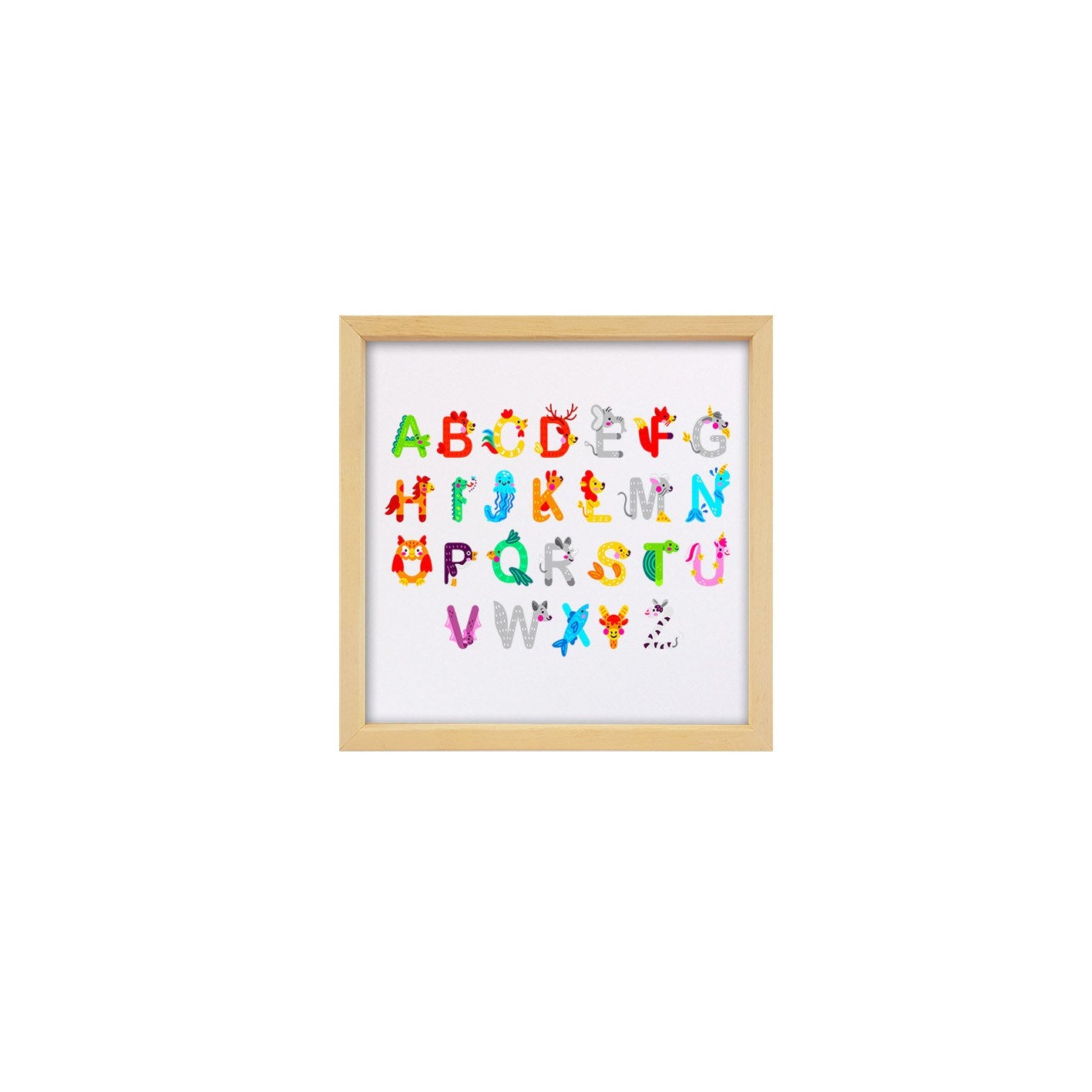 Quadro Decorativo Multicolor com Moldura de Madeira 32x32cm - Impressão Digital UV em Vidro 3mm