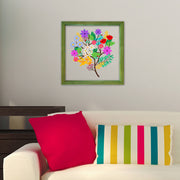 Quadro Decorativo Multicolor com Moldura de Madeira - Impressão Digital UV em Vidro 32x32cm