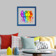 Quadro Decorativo Multicolor com Moldura de Madeira - Impressão Digital UV em Vidro 32x32cm