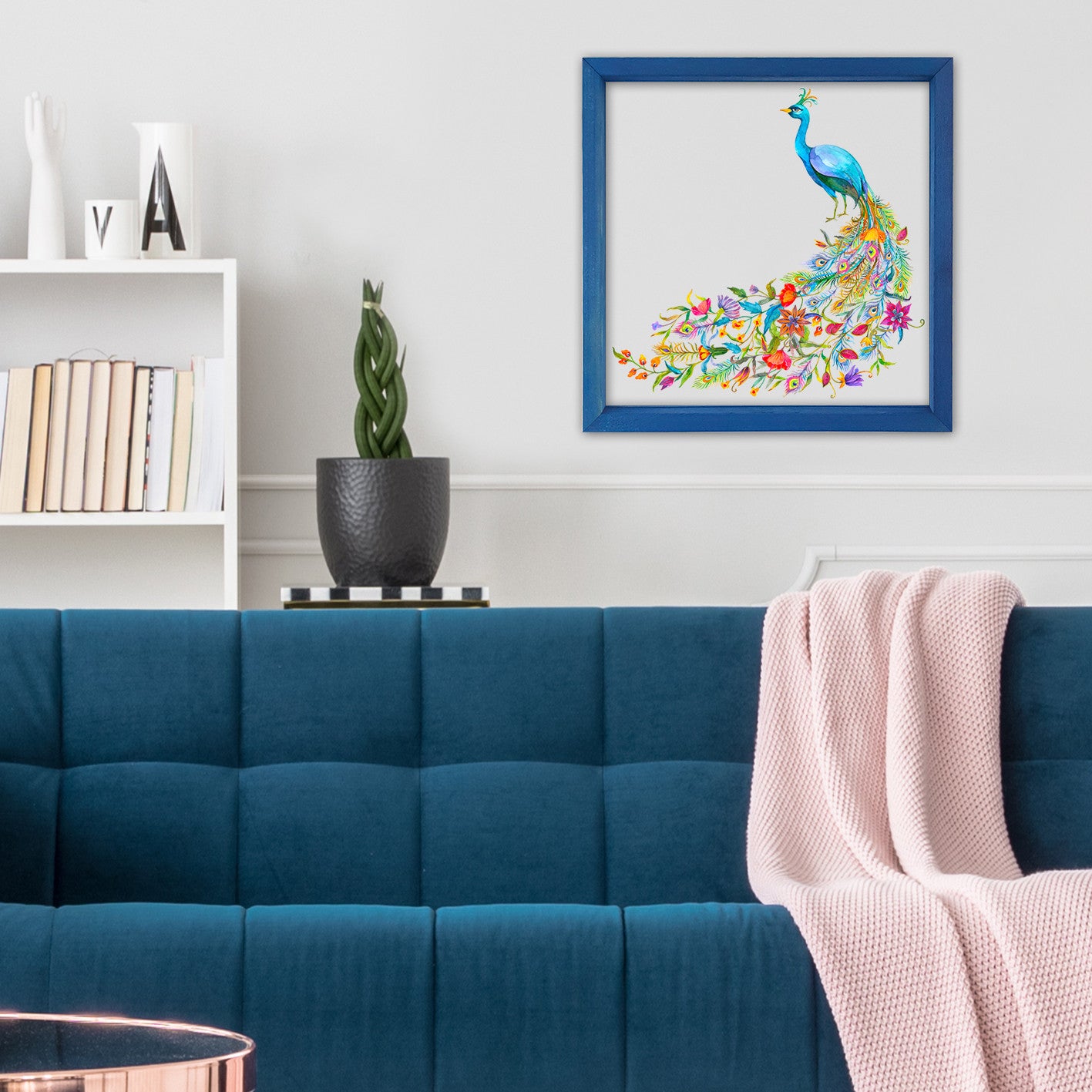 Arte Decorativa Emoldurada Multicolor 32x32cm - Impressão Digital UV em Vidro com Moldura de Madeira