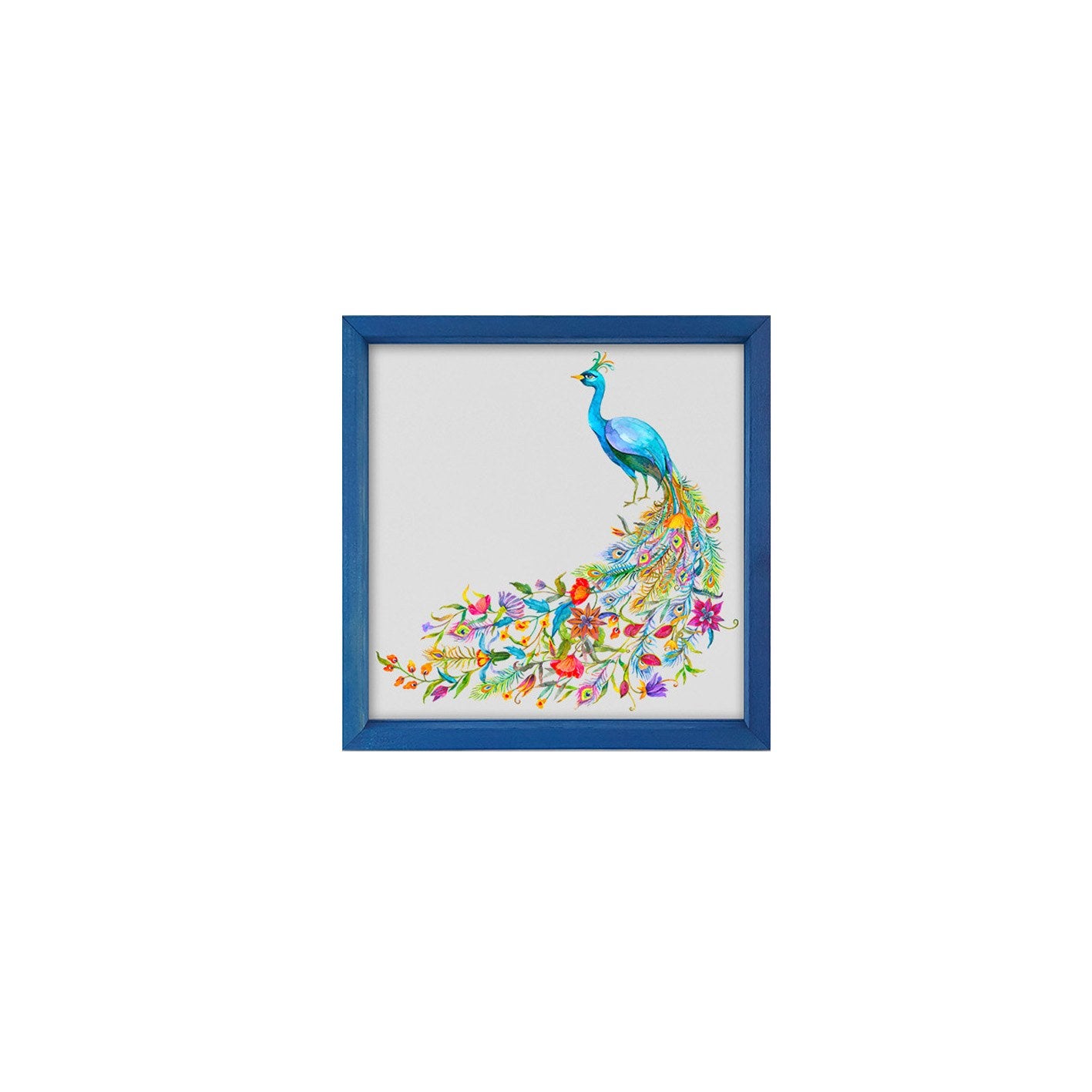 Arte Decorativa Emoldurada Multicolor 32x32cm - Impressão Digital UV em Vidro com Moldura de Madeira