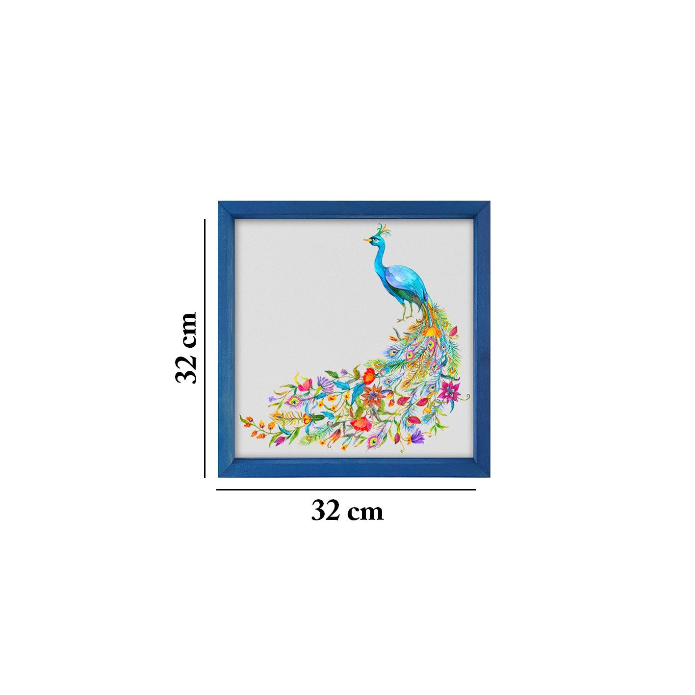 Arte Decorativa Emoldurada Multicolor 32x32cm - Impressão Digital UV em Vidro com Moldura de Madeira