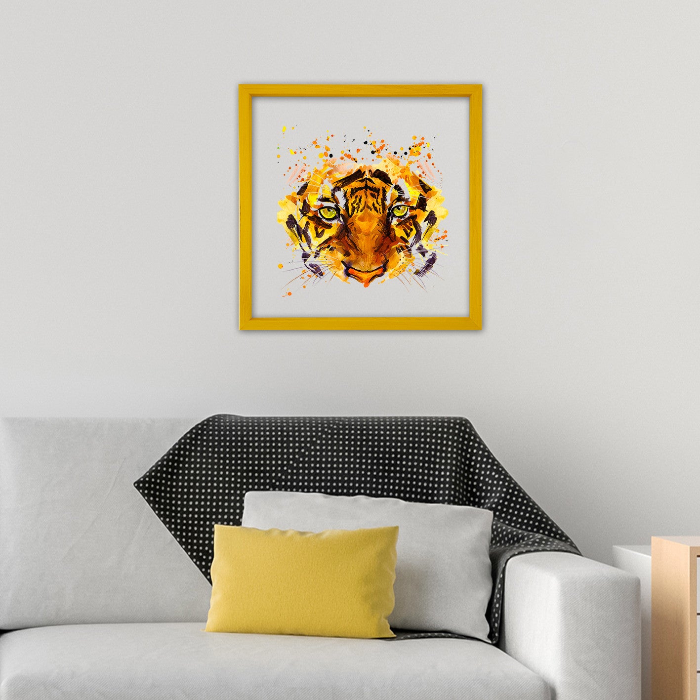 Quadro Decorativo Multicolor com Moldura de Madeira 32x32cm - Impressão Digital UV em Vidro 3mm