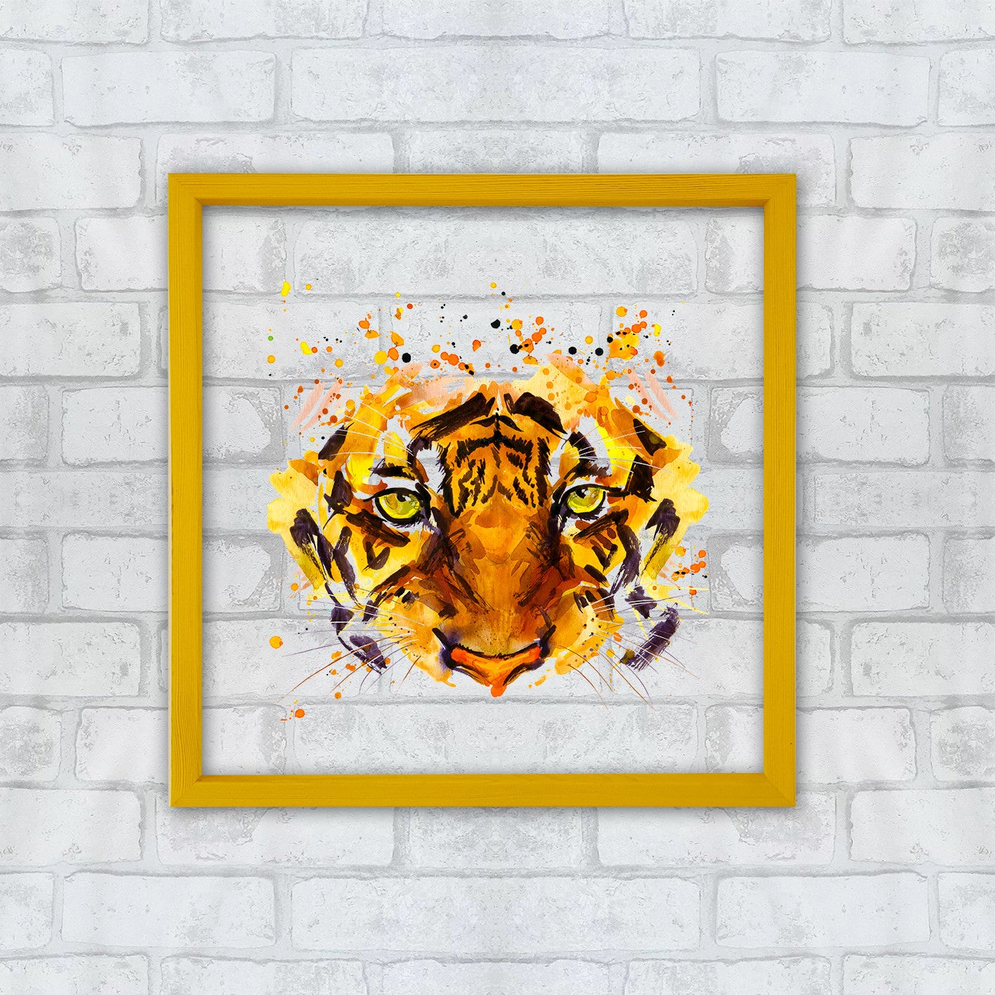 Quadro Decorativo Multicolor com Moldura de Madeira 32x32cm - Impressão Digital UV em Vidro 3mm