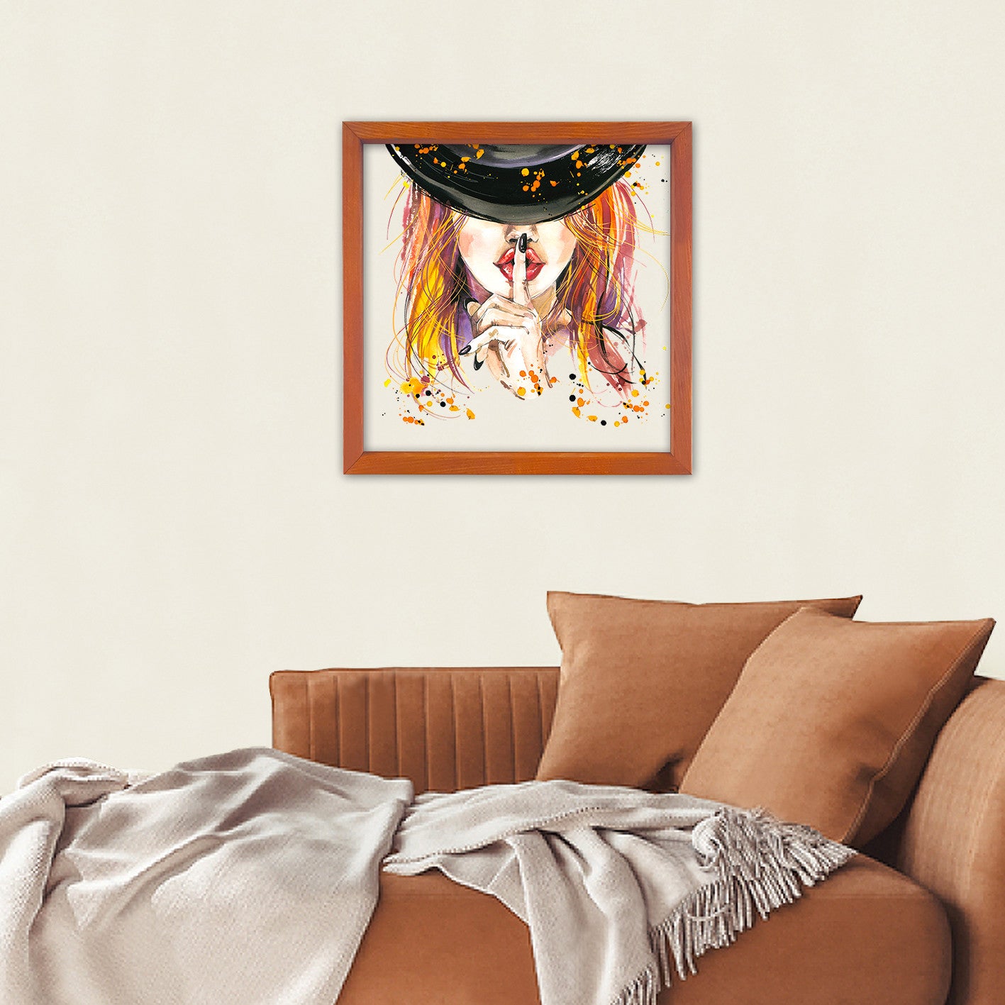 Quadro Decorativo Multicolor com Moldura de Madeira 32x32cm - Impressão Digital UV em Vidro 3mm