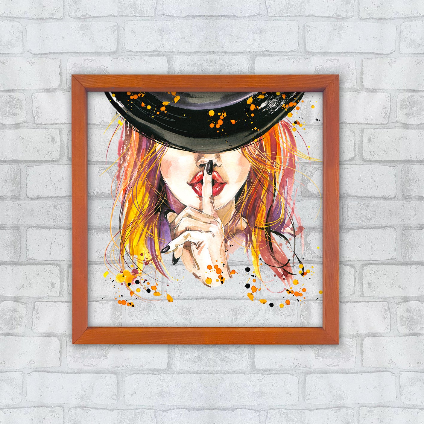 Quadro Decorativo Multicolor com Moldura de Madeira 32x32cm - Impressão Digital UV em Vidro 3mm