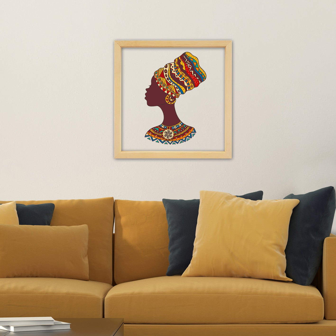 Quadro Decorativo Multicolor com Moldura de Madeira 32x32cm - Impressão Digital UV em Vidro 3mm