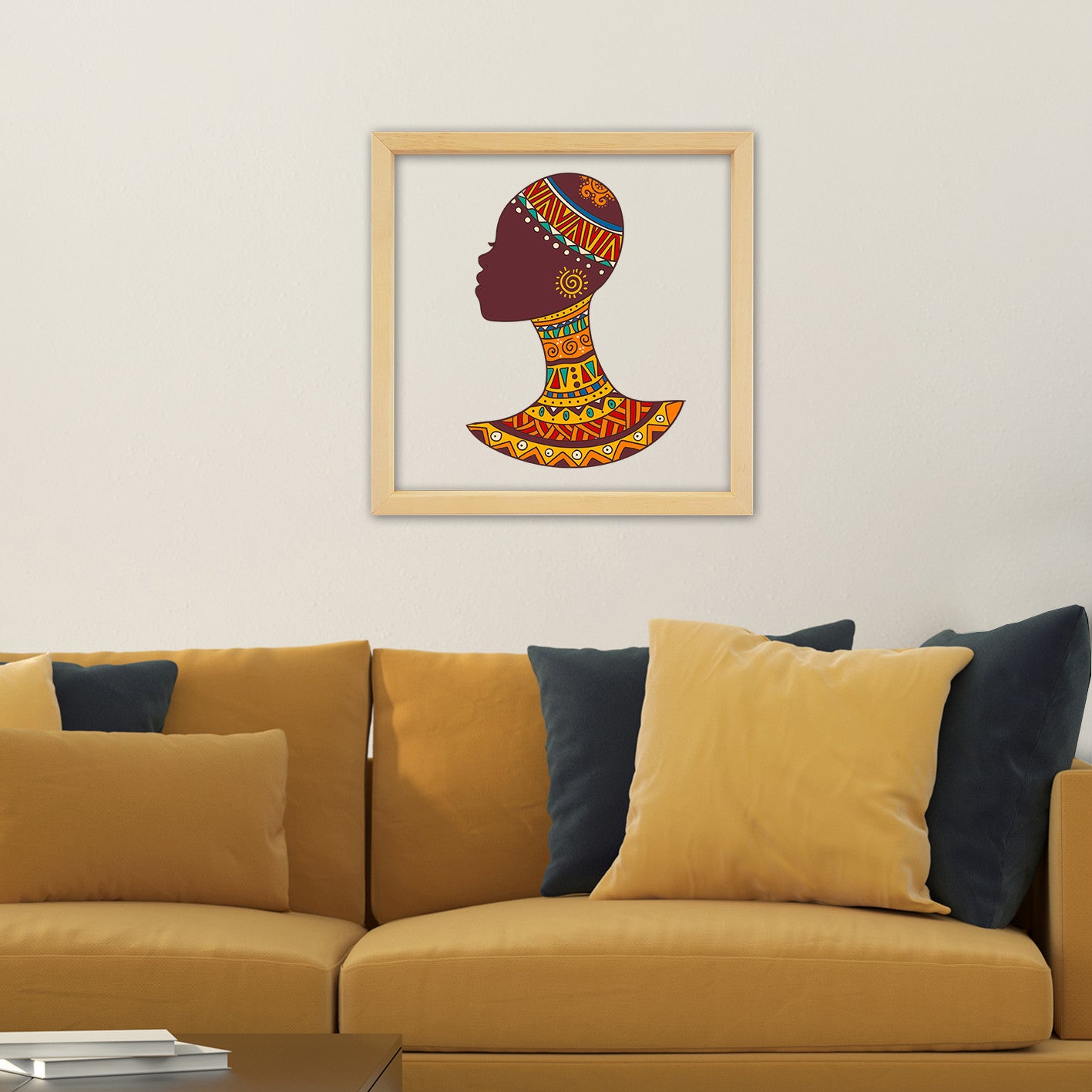 Quadro Decorativo Multicolor com Moldura de Madeira 32x32cm - Impressão Digital UV em Vidro 3mm