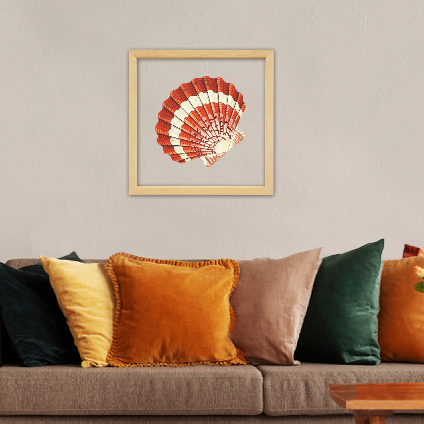 Quadro Decorativo Multicolor com Moldura de Madeira - Impressão Digital UV em Vidro 32x32cm