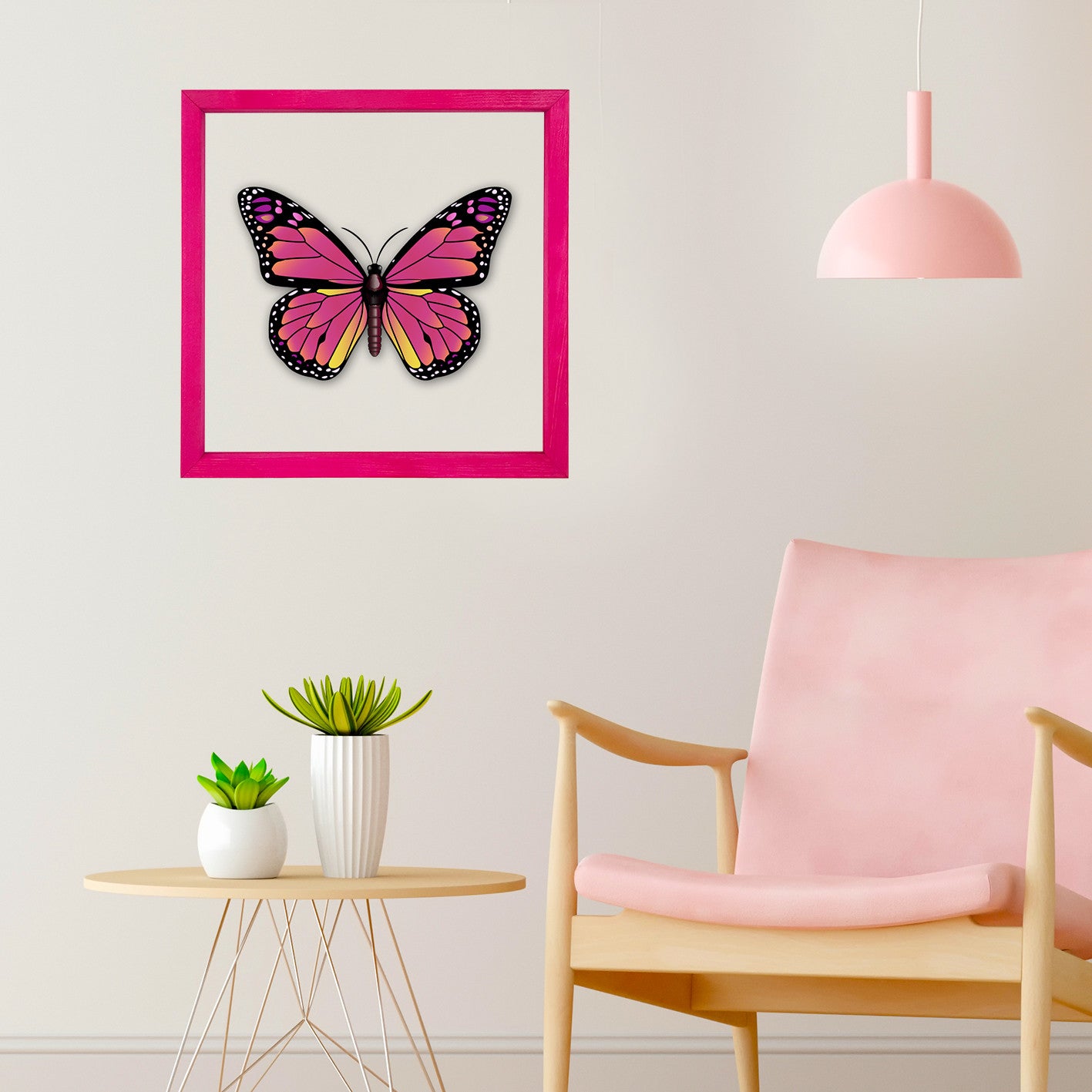 Quadro Decorativo Multicolor com Moldura de Madeira - Impressão Digital UV em Vidro 32x32cm