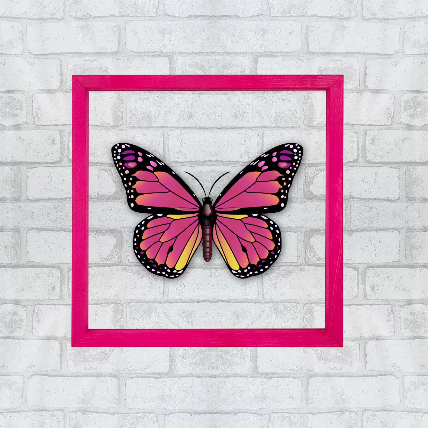 Quadro Decorativo Multicolor com Moldura de Madeira - Impressão Digital UV em Vidro 32x32cm