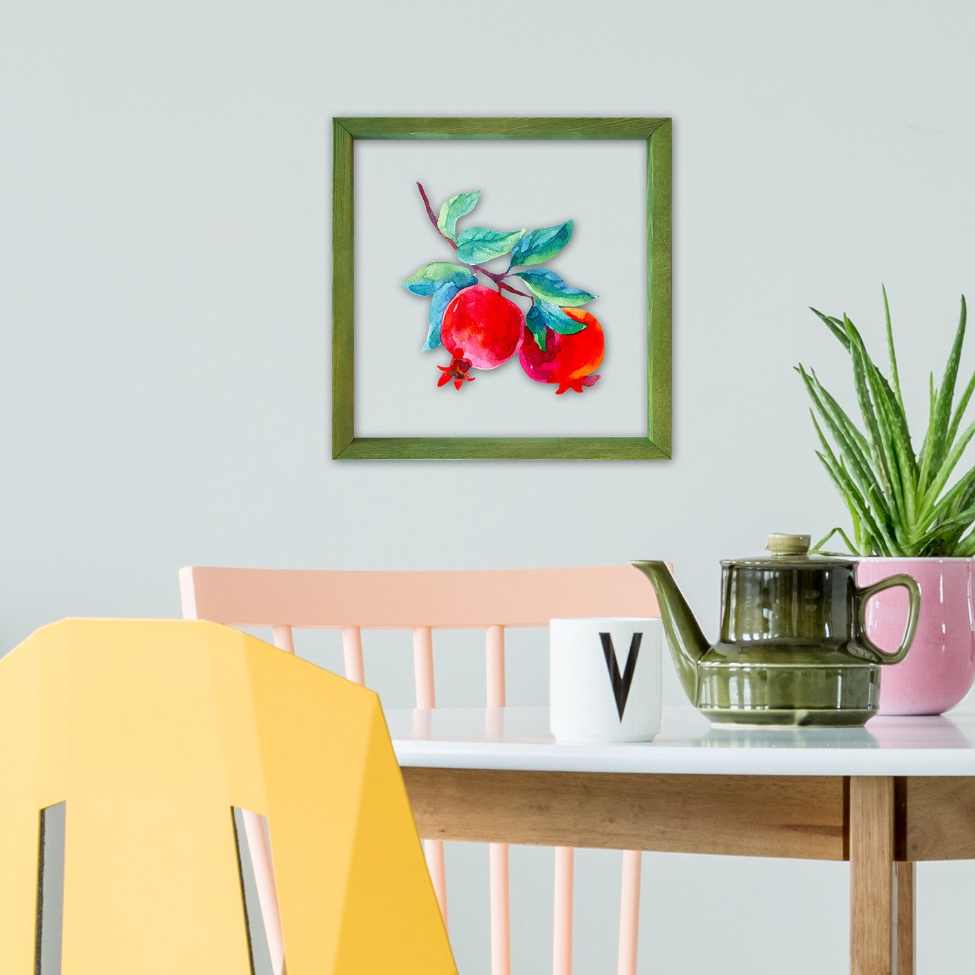 Quadro Decorativo Multicolor com Moldura de Madeira 32x32cm - Impressão Digital UV em Vidro 3mm