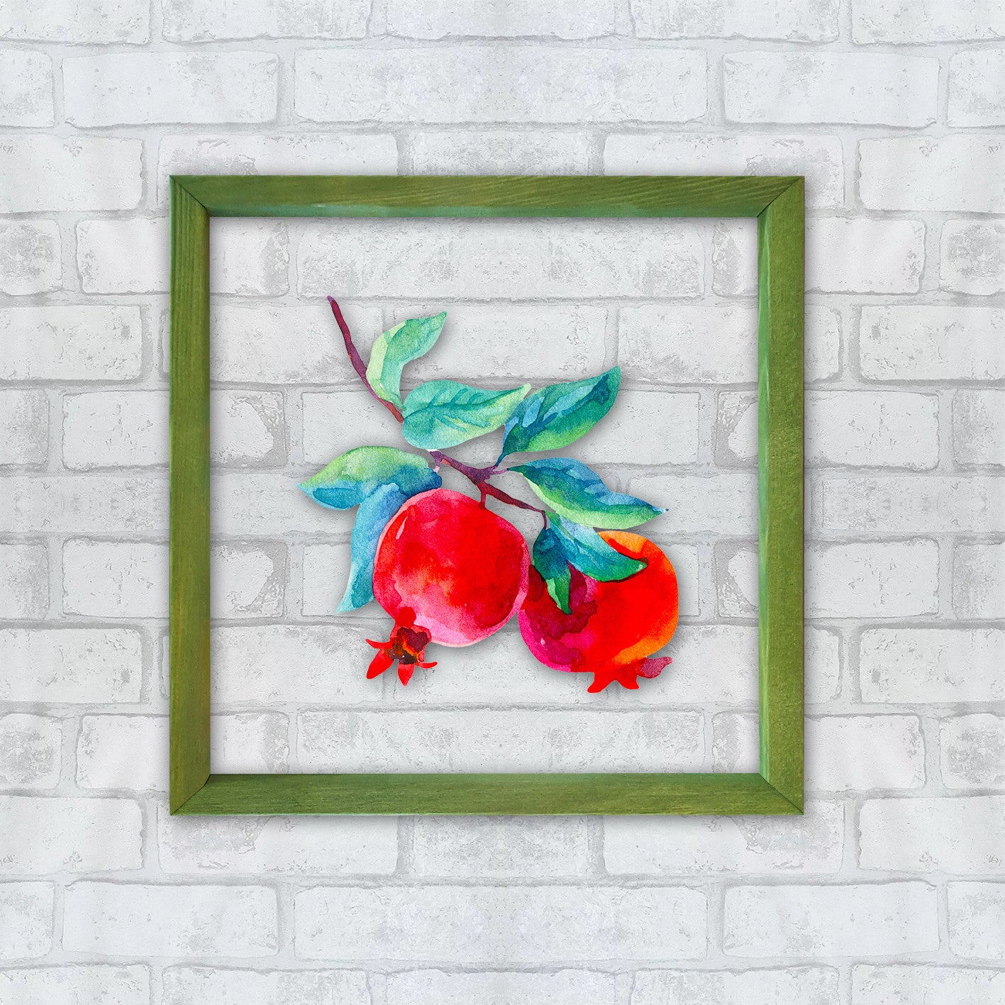 Quadro Decorativo Multicolor com Moldura de Madeira 32x32cm - Impressão Digital UV em Vidro 3mm