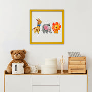 Arte Decorativa Emoldurada Multicolor 32x32cm - Impressão Digital UV em Vidro com Moldura de Madeira